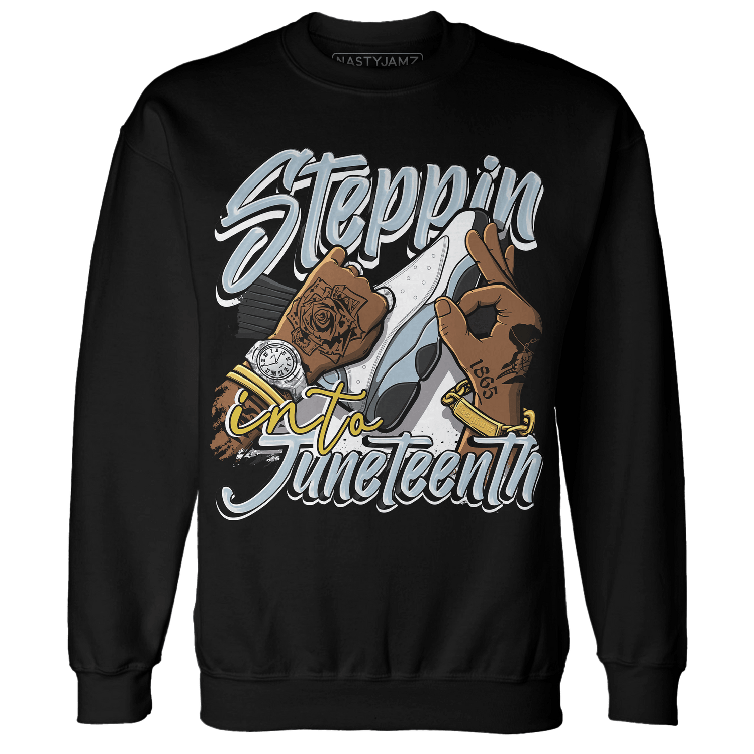 Blue Grey 13s Sweatshirt Match Step Into Juneteenth - NastyJamz