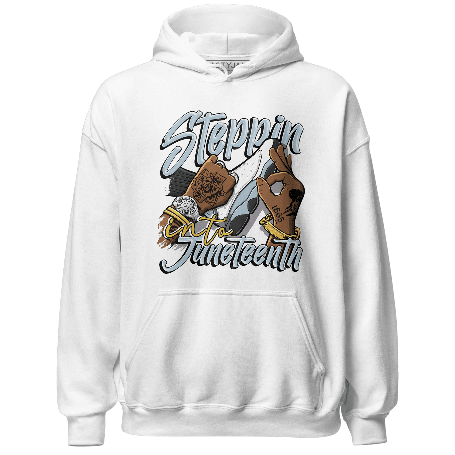 Blue Grey 13s Hoodie Match Step Into Juneteenth - NastyJamz