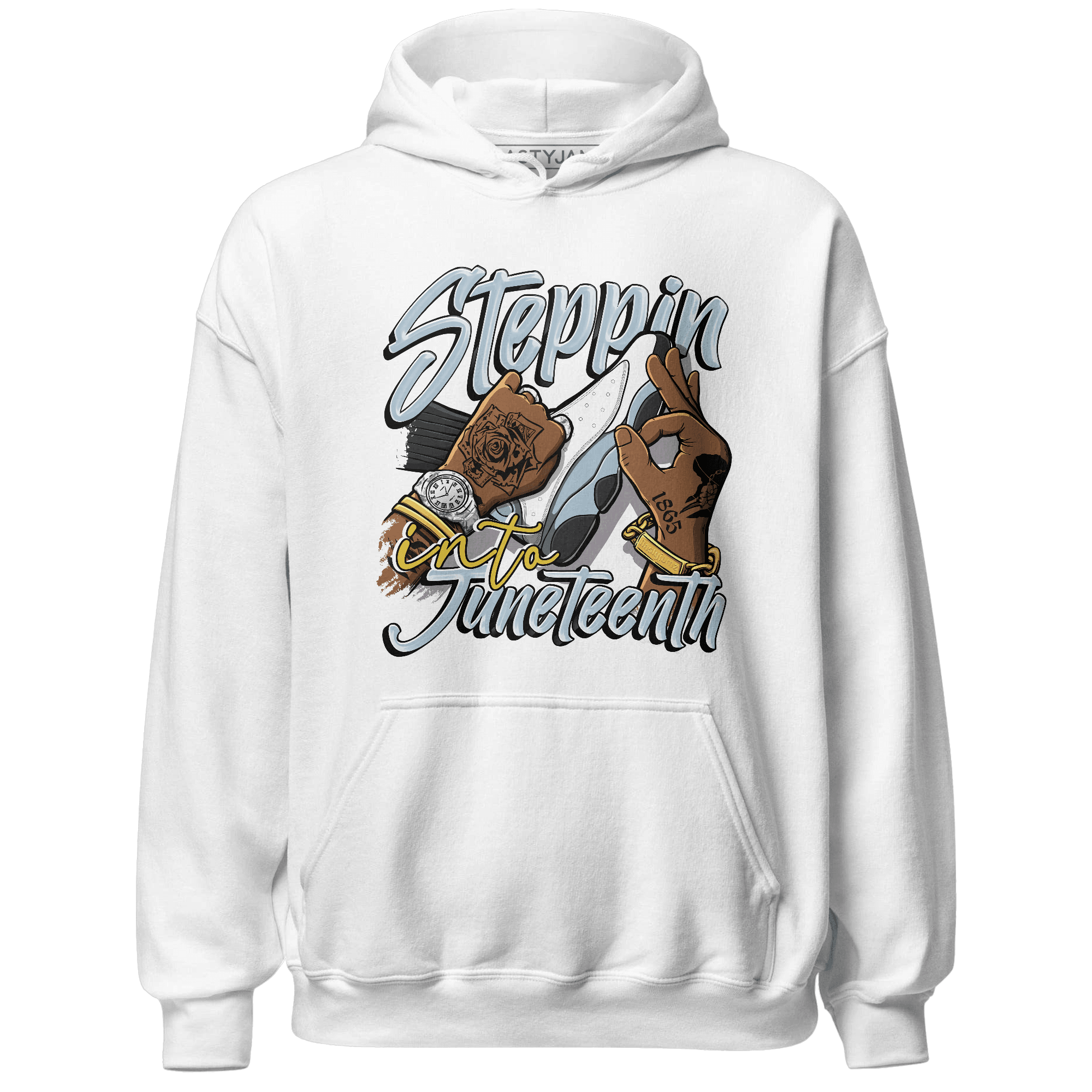 Blue Grey 13s Hoodie Match Step Into Juneteenth - NastyJamz