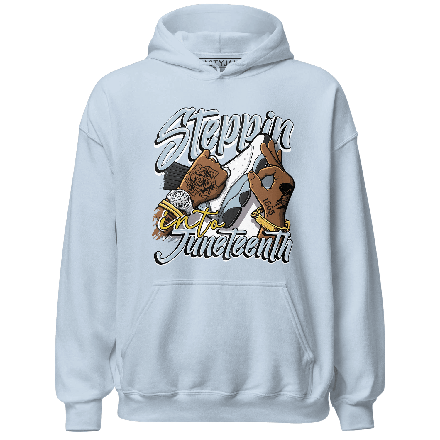 Blue Grey 13s Hoodie Match Step Into Juneteenth - NastyJamz