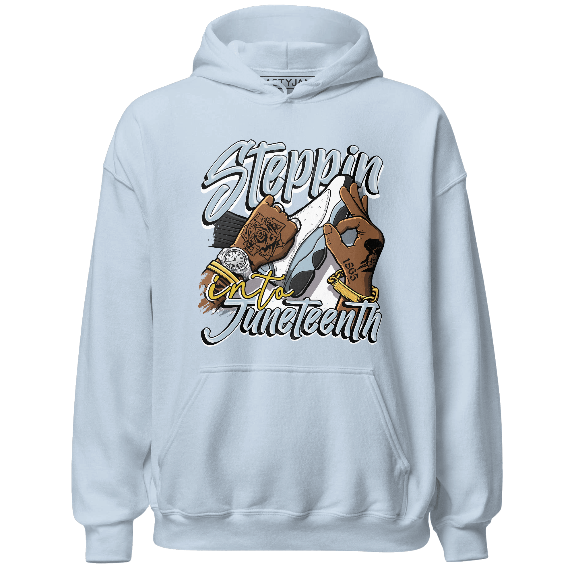 Blue Grey 13s Hoodie Match Step Into Juneteenth - NastyJamz