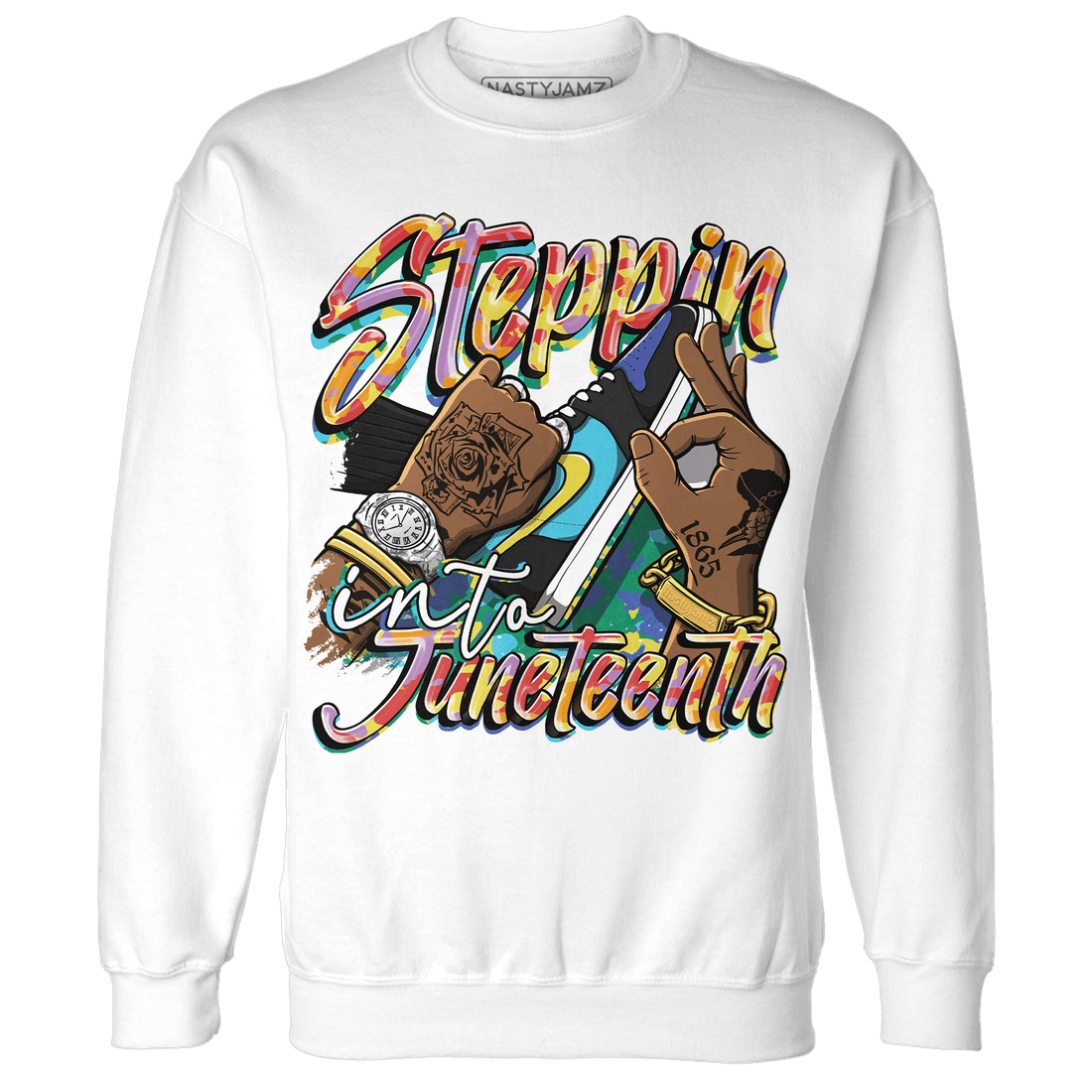 Mid GS Six Championships 1s Sweatshirt Match Step Into Juneteenth - NastyJamz