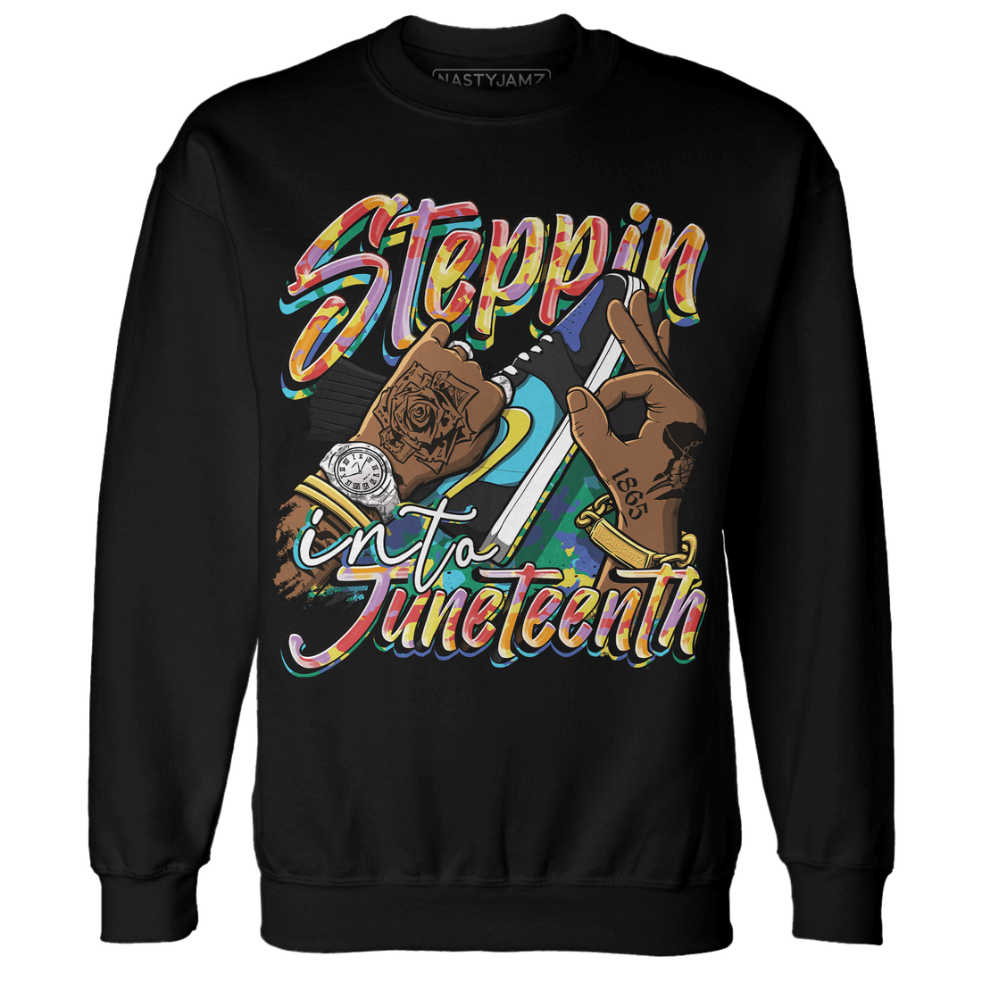 Mid GS Six Championships 1s Sweatshirt Match Step Into Juneteenth - NastyJamz