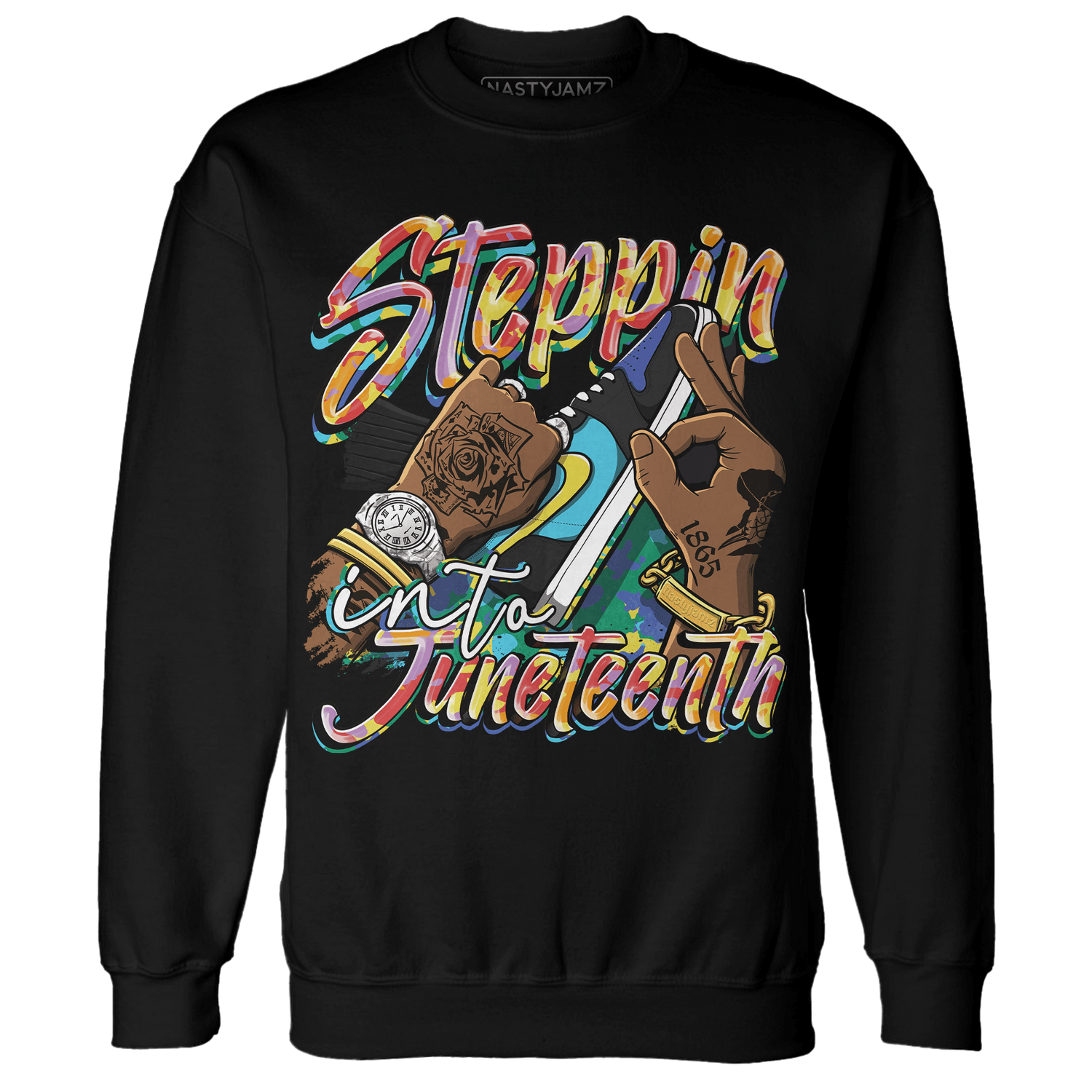 Mid GS Six Championships 1s Sweatshirt Match Step Into Juneteenth - NastyJamz