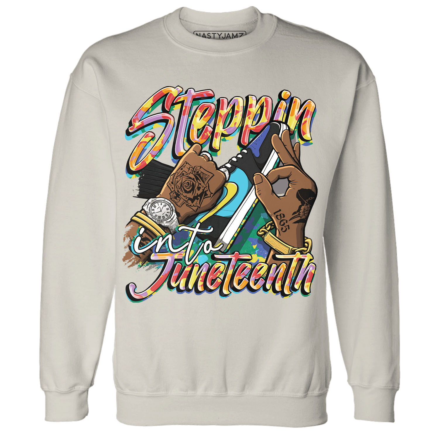Mid GS Six Championships 1s Sweatshirt Match Step Into Juneteenth - NastyJamz