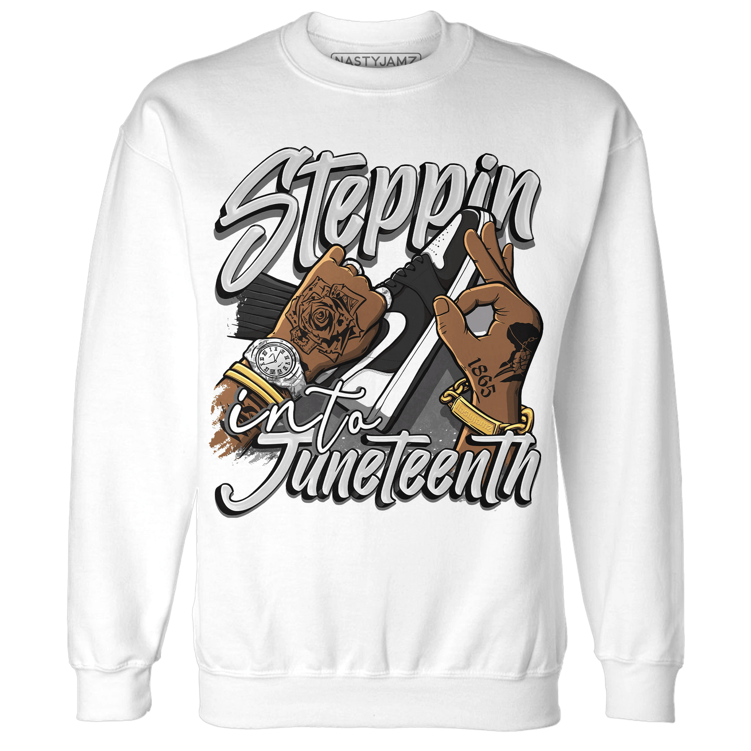 Retro High OG Black White 1s Sweatshirt Match Step Into Juneteenth - NastyJamz