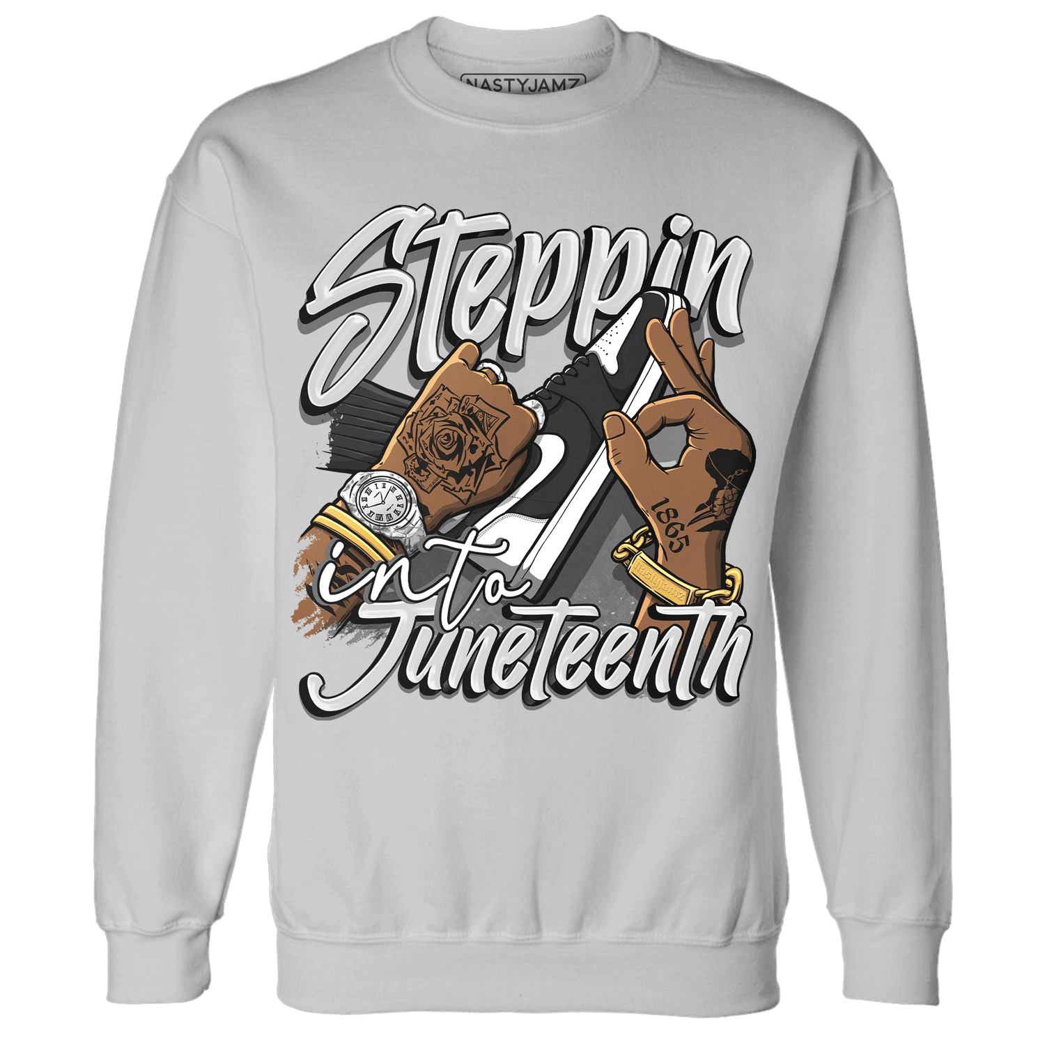 Retro High OG Black White 1s Sweatshirt Match Step Into Juneteenth - NastyJamz
