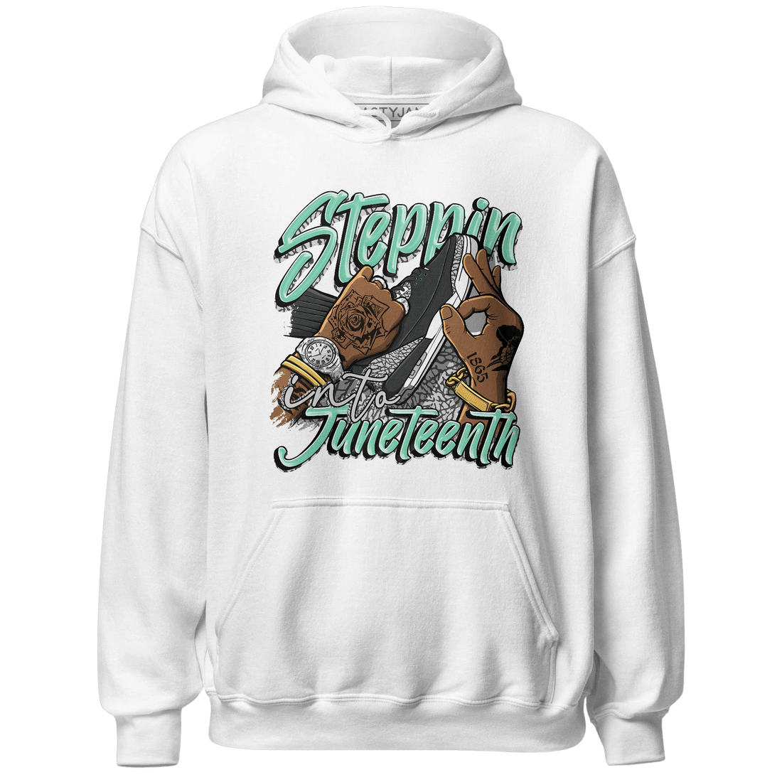Green Glow 3s Hoodie Match Step Into Juneteenth - NastyJamz