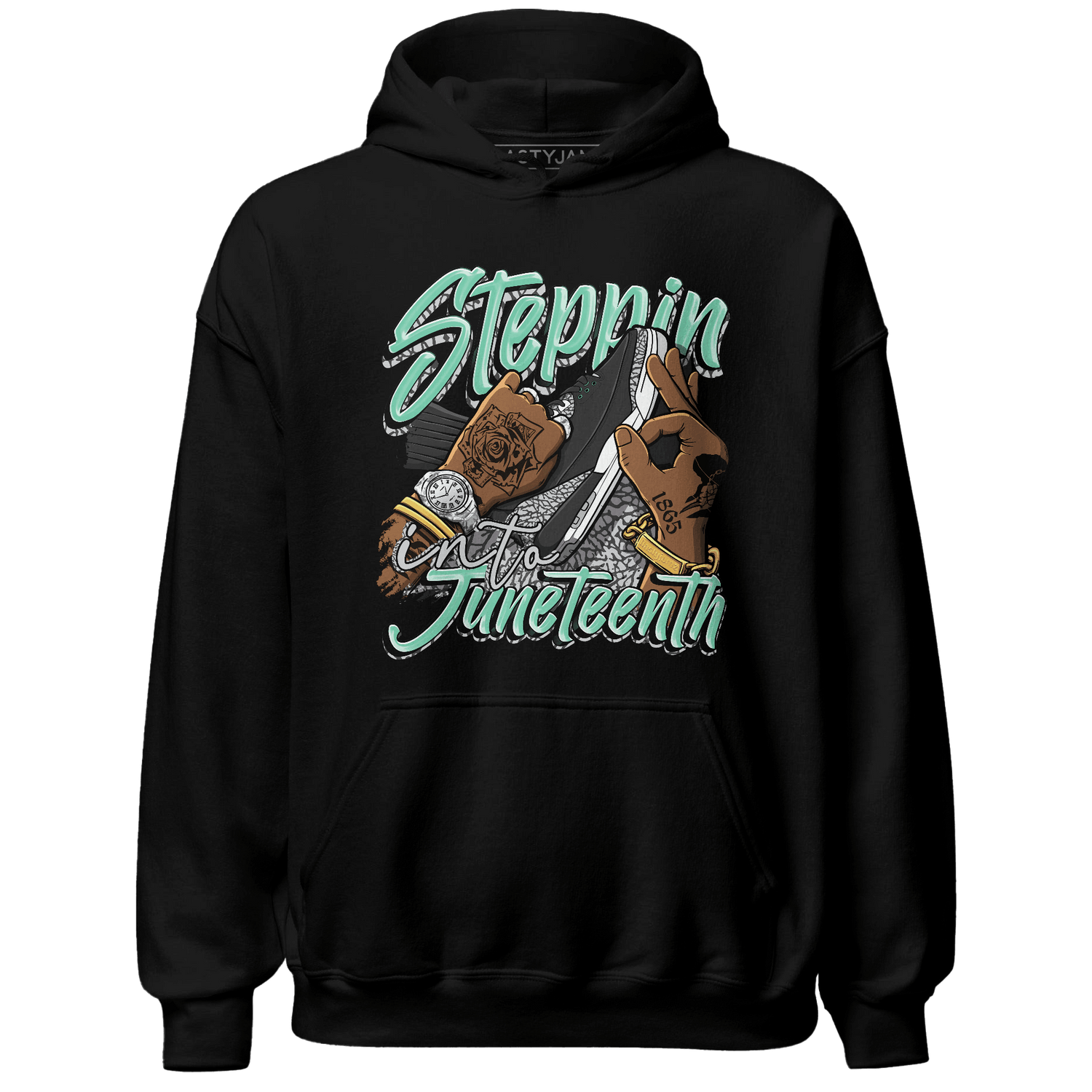 Green Glow 3s Hoodie Match Step Into Juneteenth - NastyJamz