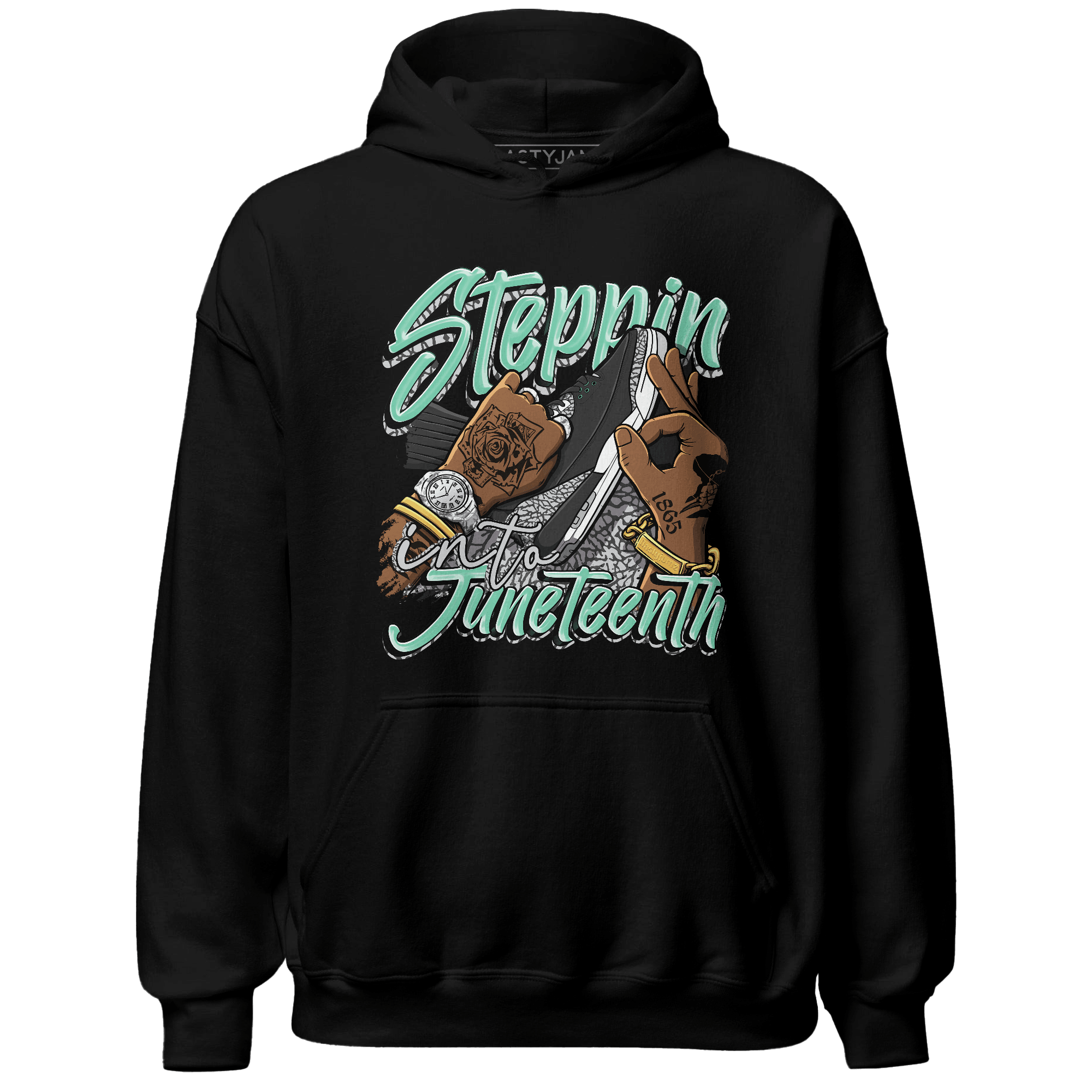 Green Glow 3s Hoodie Match Step Into Juneteenth - NastyJamz