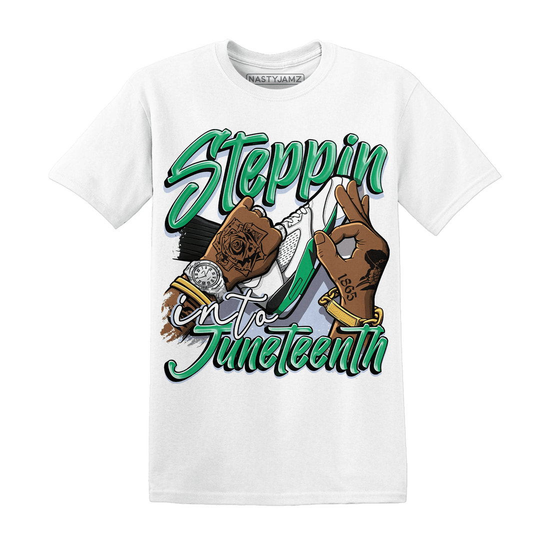 Lucky Green 5s T Shirt Match Step Into Juneteenth - NastyJamz