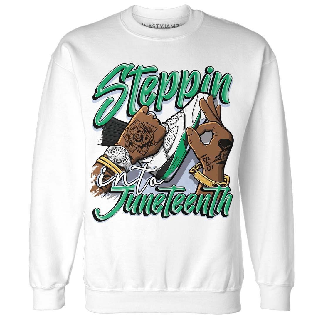 Lucky Green 5s Sweatshirt Match Step Into Juneteenth - NastyJamz