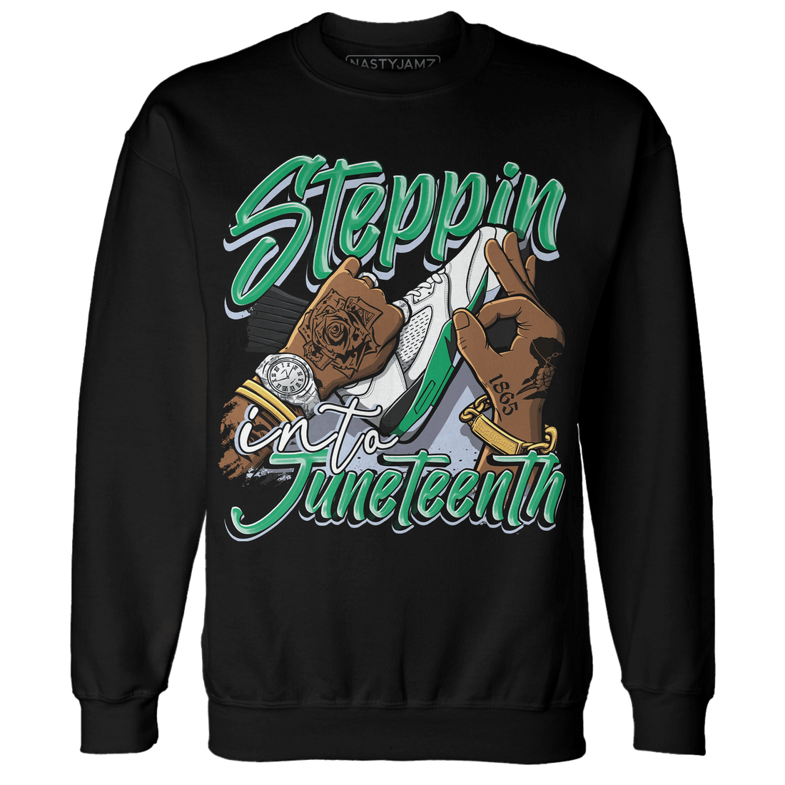 Lucky Green 5s Sweatshirt Match Step Into Juneteenth - NastyJamz