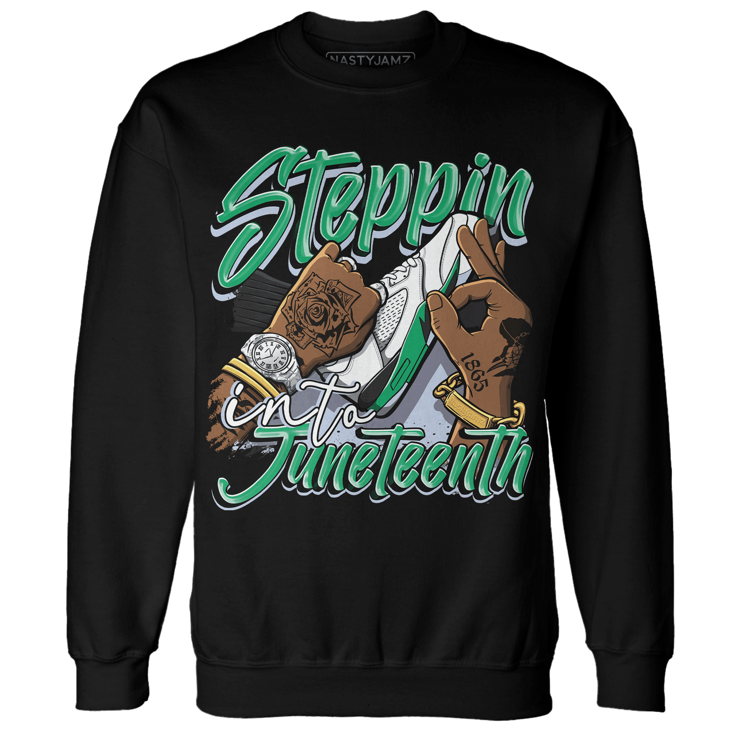 Lucky Green 5s Sweatshirt Match Step Into Juneteenth - NastyJamz