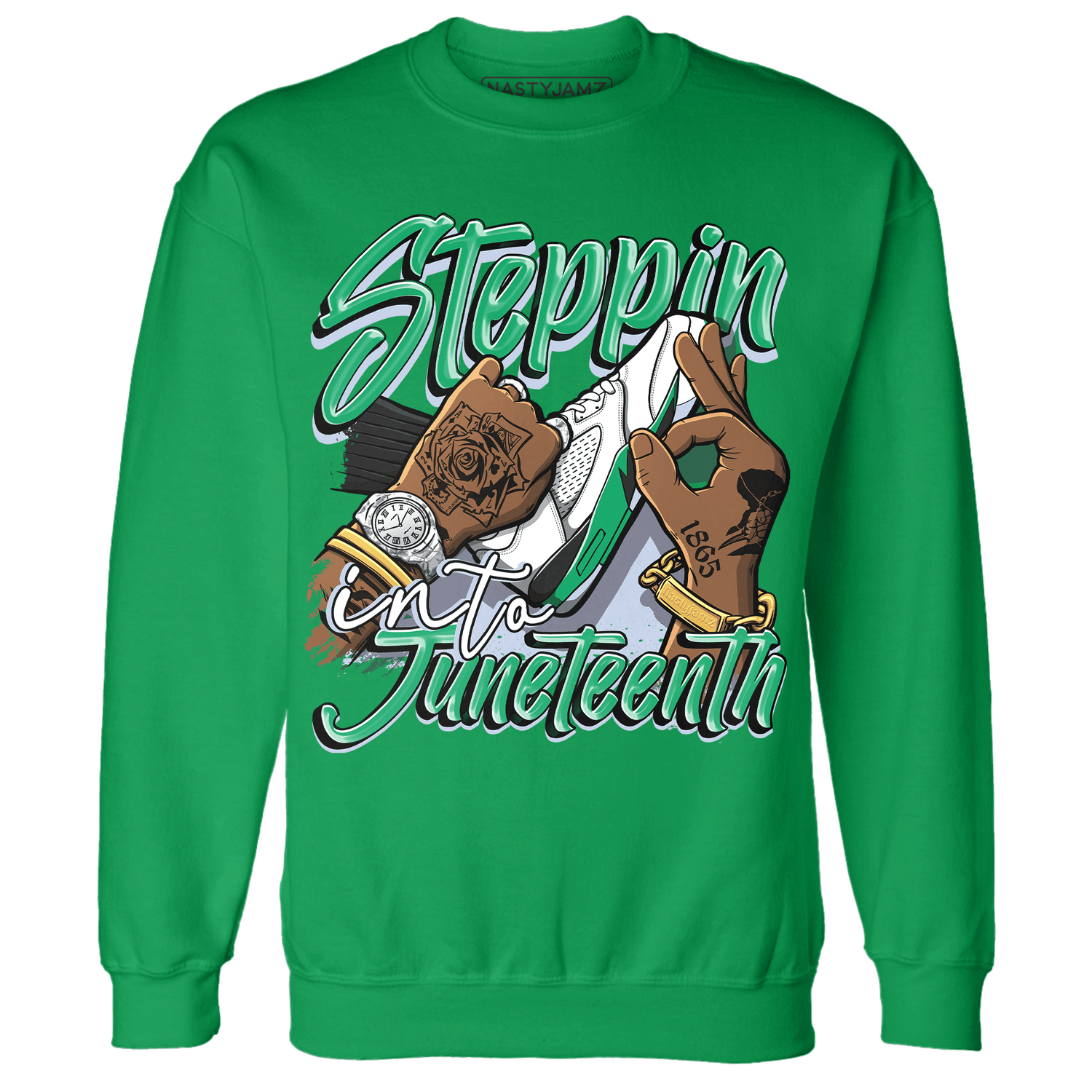 Lucky Green 5s Sweatshirt Match Step Into Juneteenth - NastyJamz
