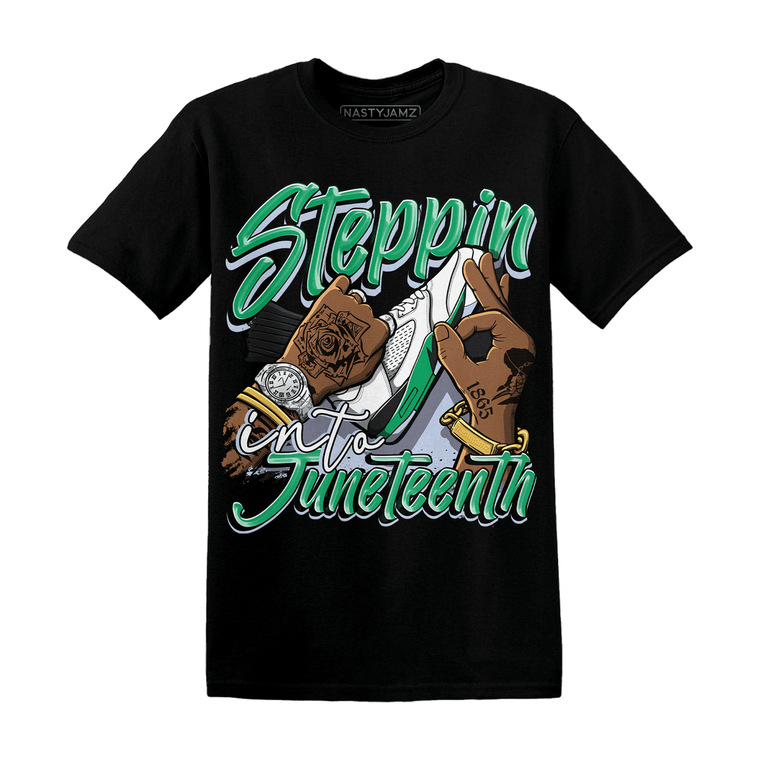 Lucky Green 5s T Shirt Match Step Into Juneteenth - NastyJamz