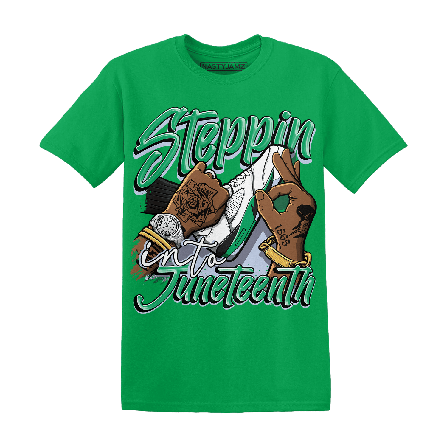 Lucky Green 5s T Shirt Match Step Into Juneteenth - NastyJamz