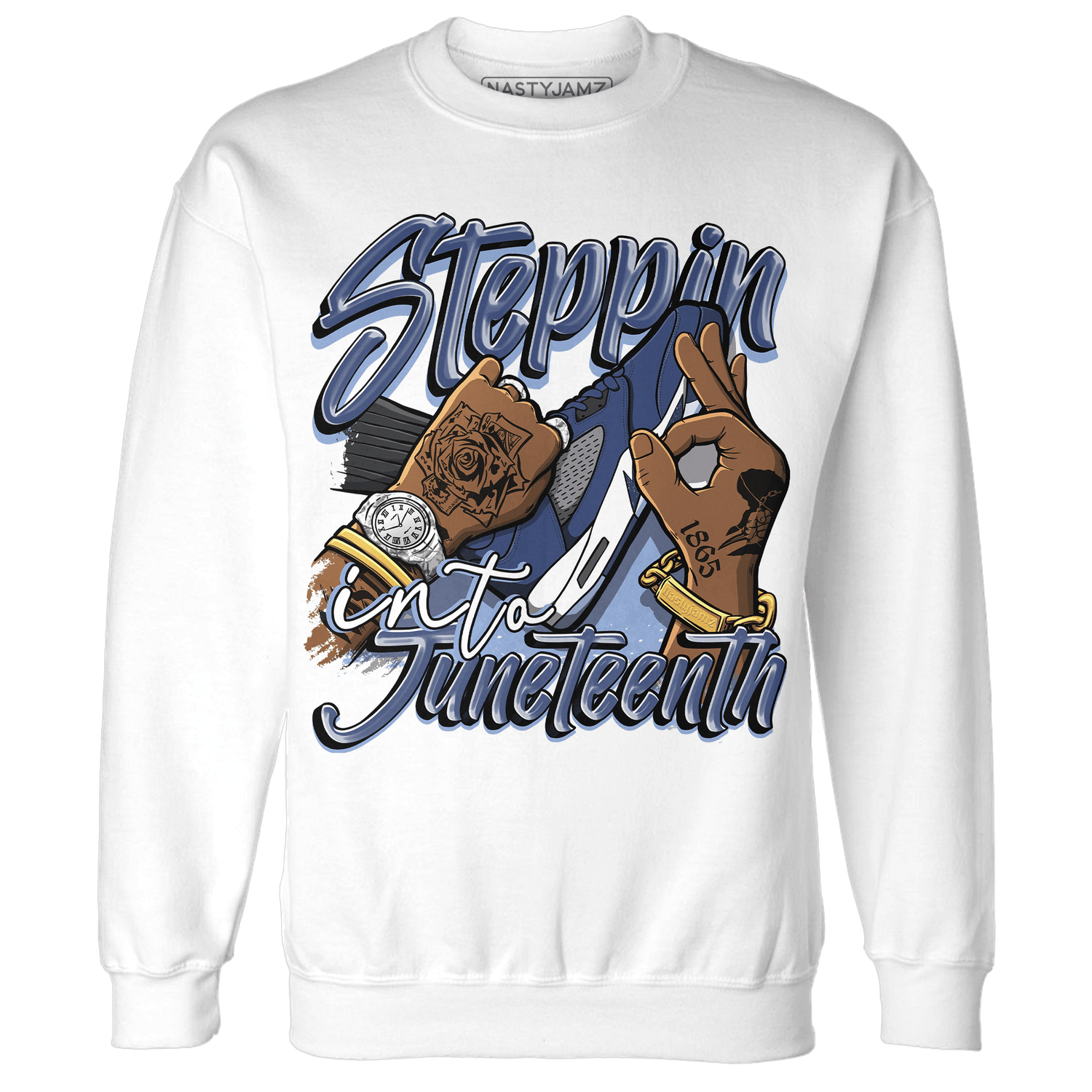 Midnight Navy 5s Sweatshirt Match Step Into Juneteenth - NastyJamz