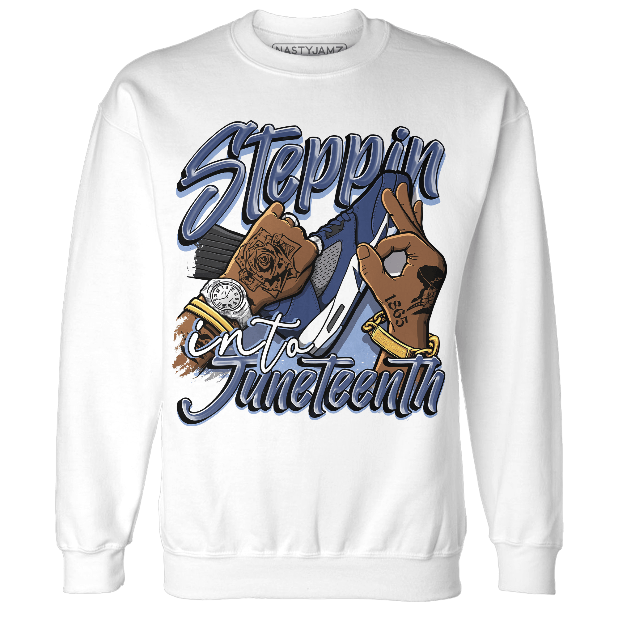 Midnight Navy 5s Sweatshirt Match Step Into Juneteenth - NastyJamz