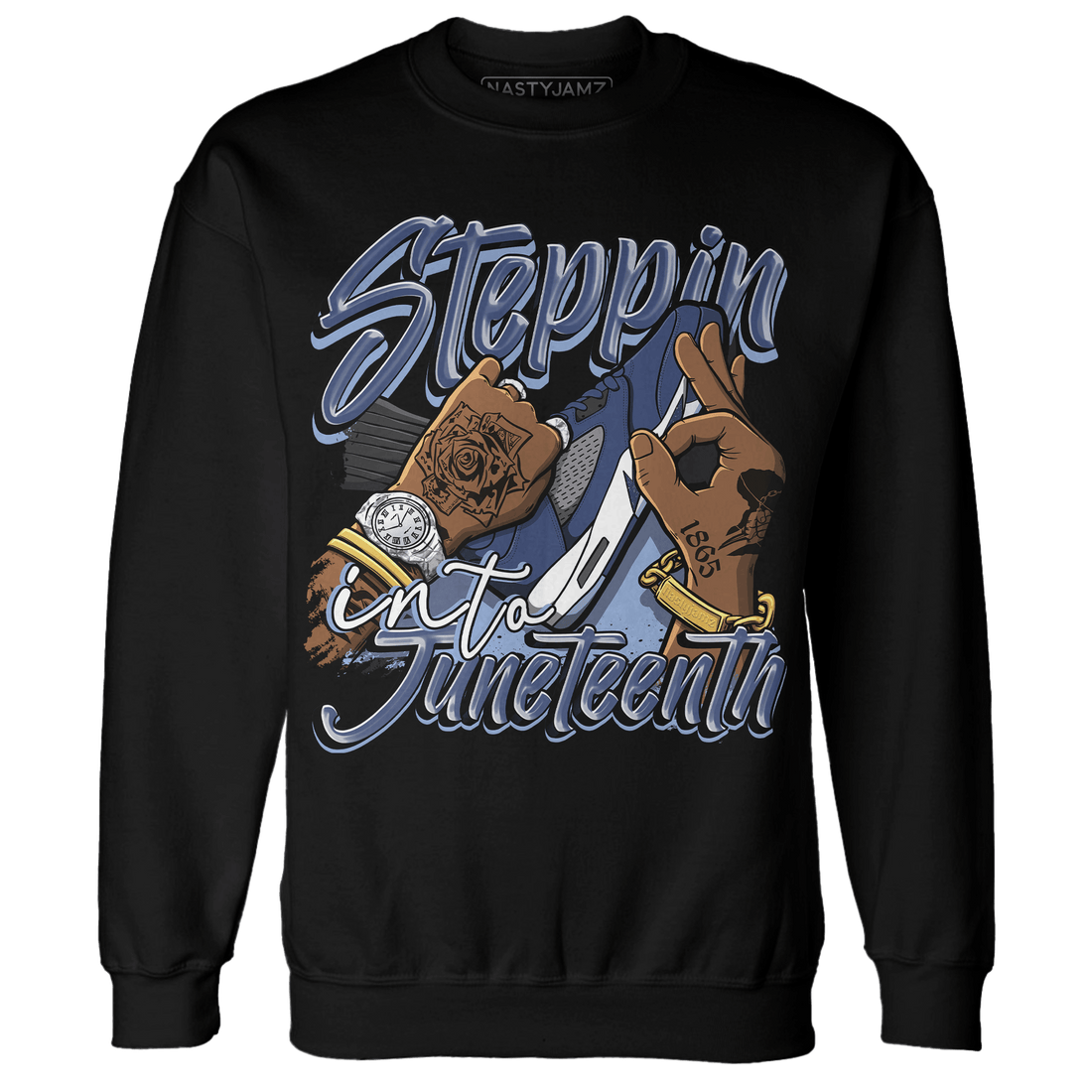 Midnight Navy 5s Sweatshirt Match Step Into Juneteenth - NastyJamz