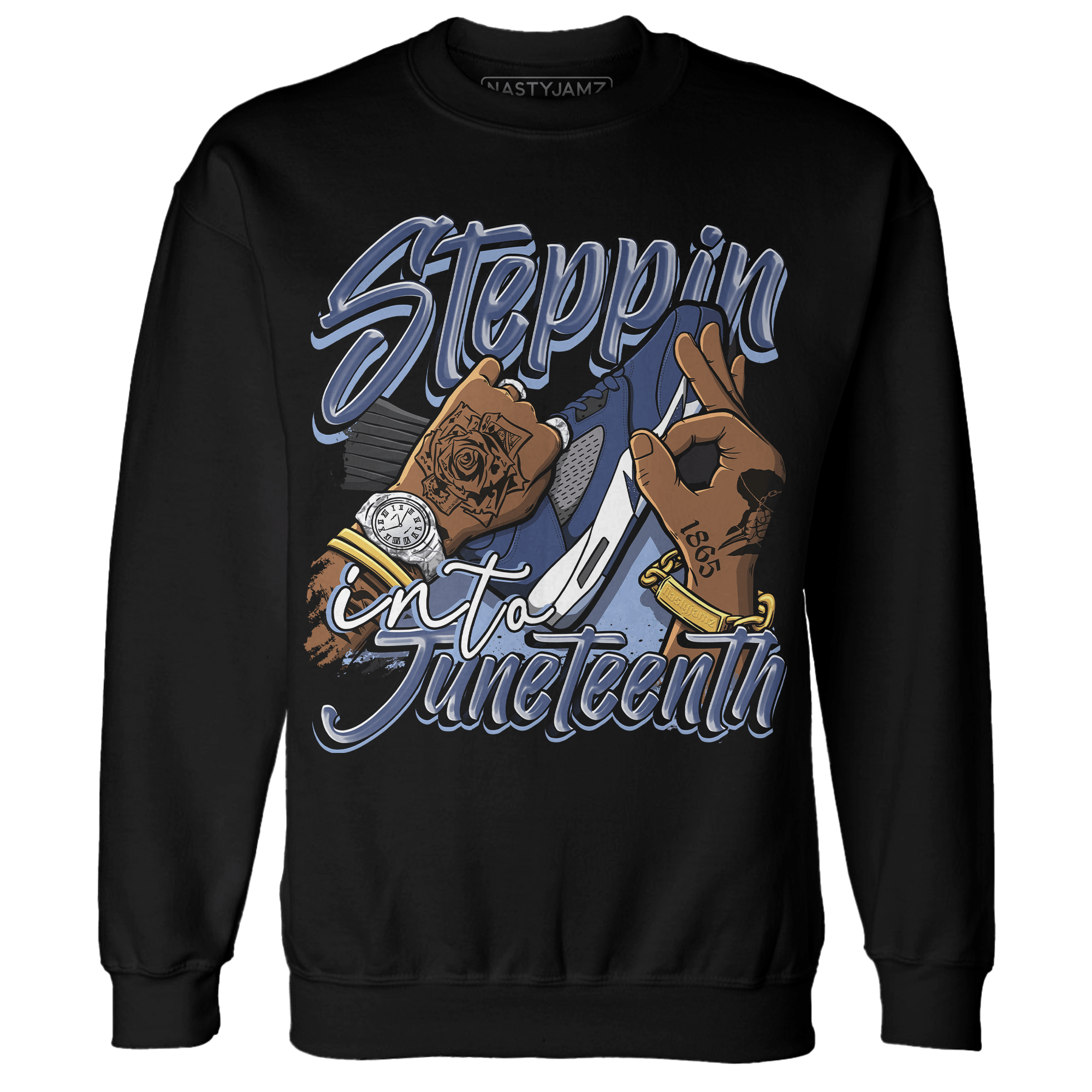 Midnight Navy 5s Sweatshirt Match Step Into Juneteenth - NastyJamz