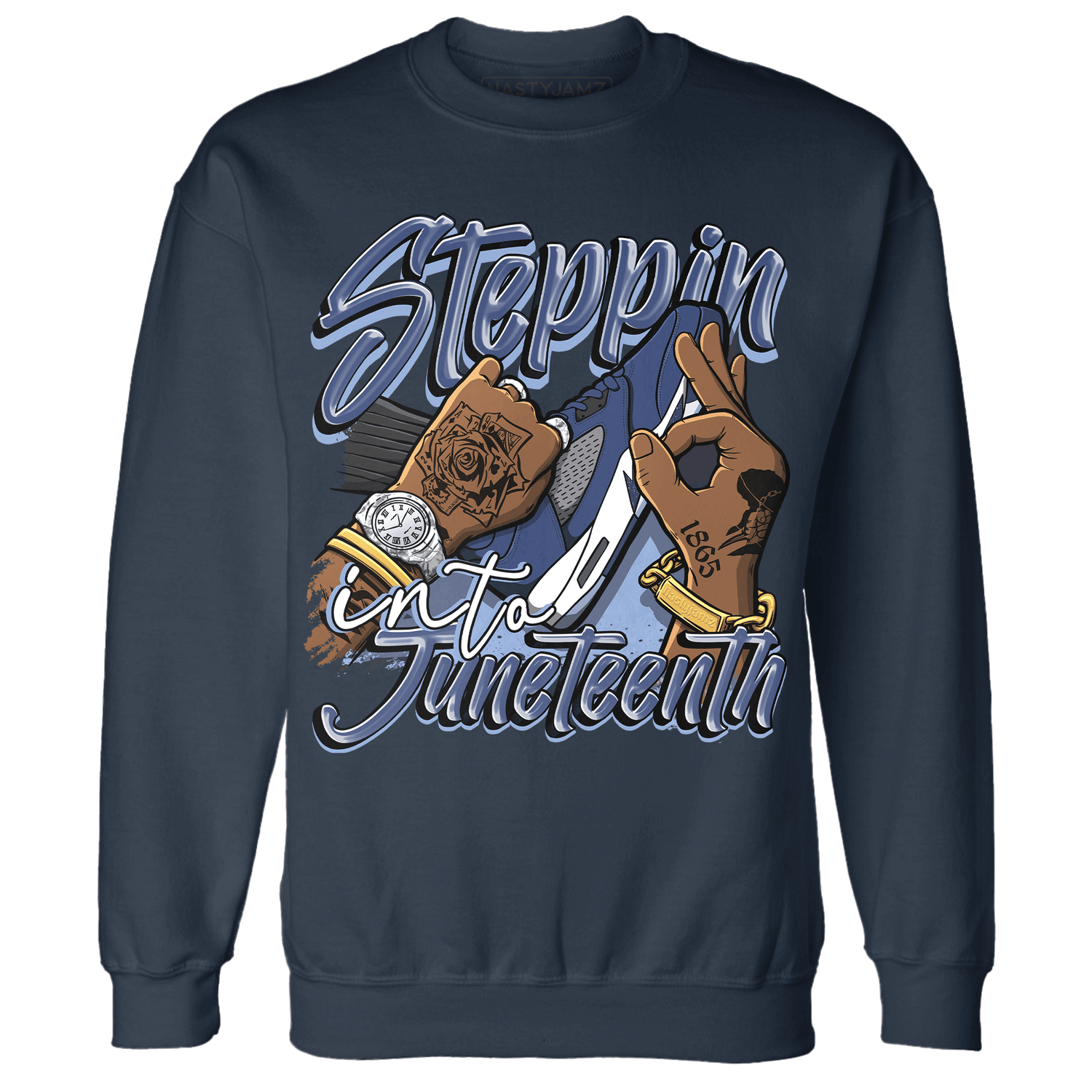 Midnight Navy 5s Sweatshirt Match Step Into Juneteenth - NastyJamz