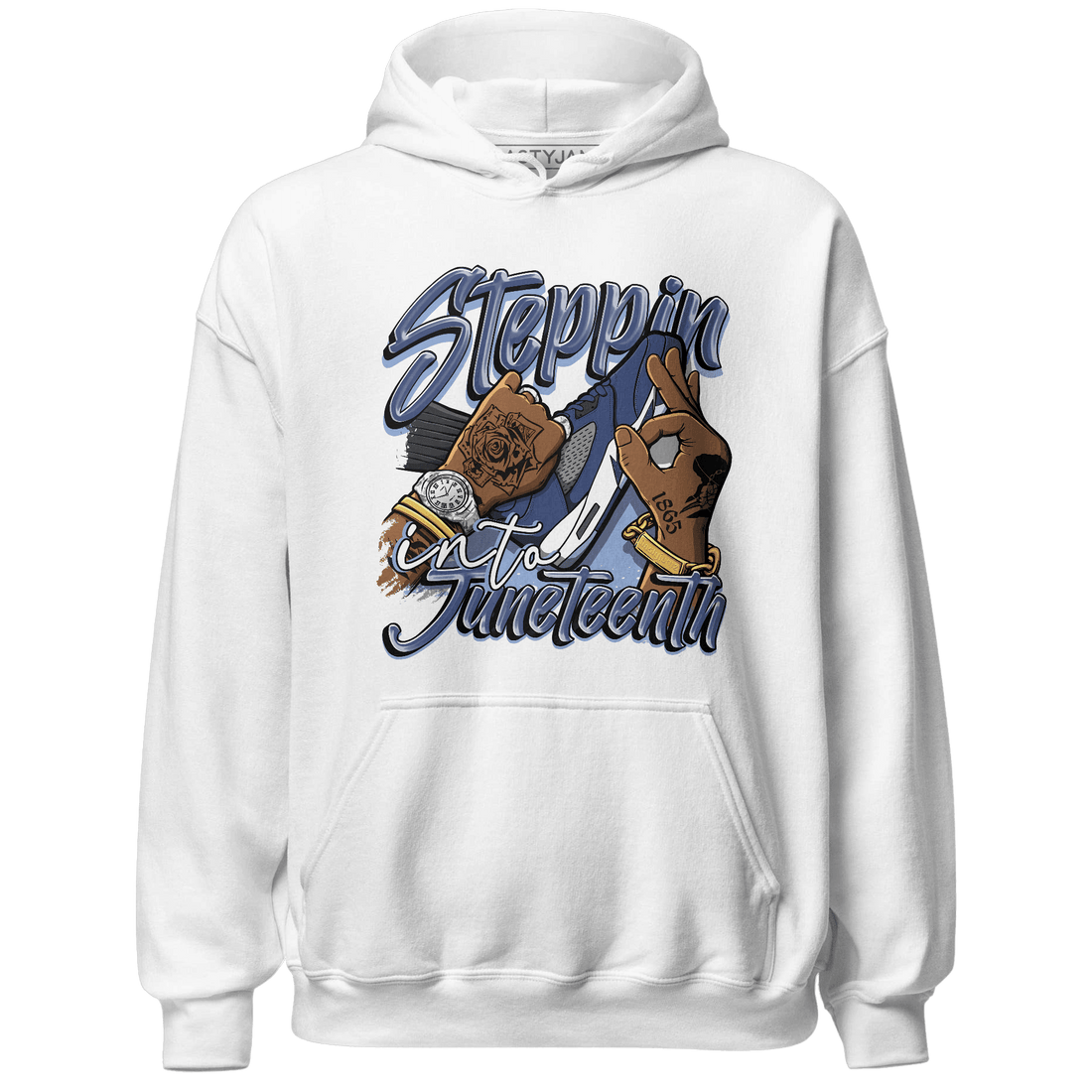 Midnight Navy 5s Hoodie Match Step Into Juneteenth - NastyJamz