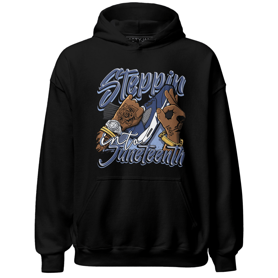 Midnight Navy 5s Hoodie Match Step Into Juneteenth - NastyJamz