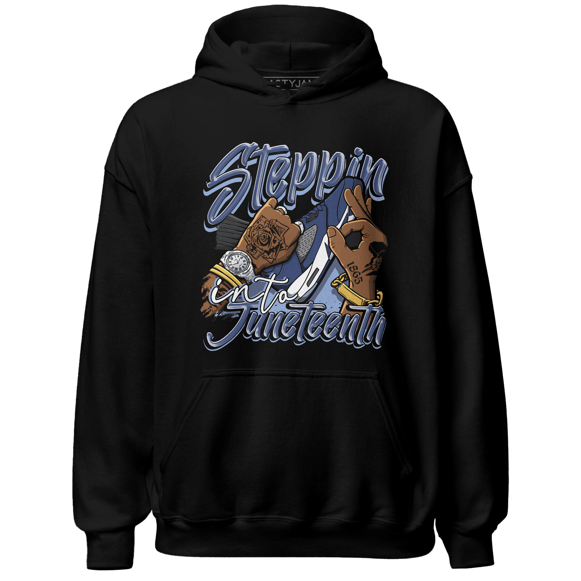 Midnight Navy 5s Hoodie Match Step Into Juneteenth - NastyJamz