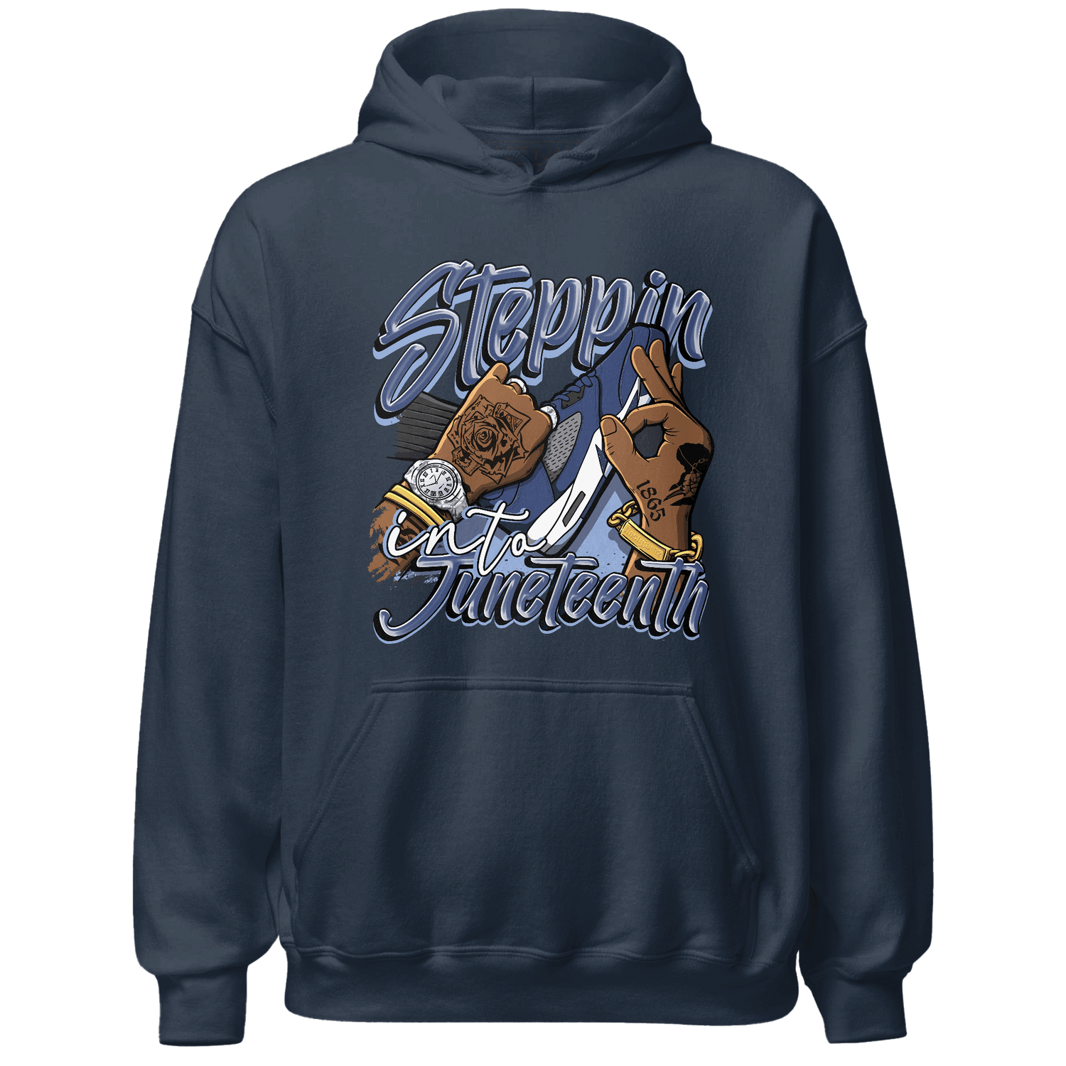 Midnight Navy 5s Hoodie Match Step Into Juneteenth - NastyJamz