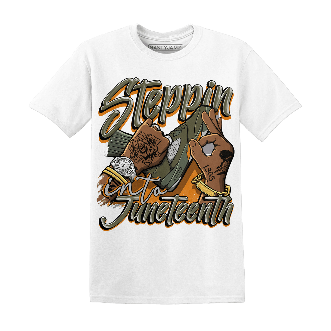 Olive 5s T Shirt Match Step Into Juneteenth - NastyJamz