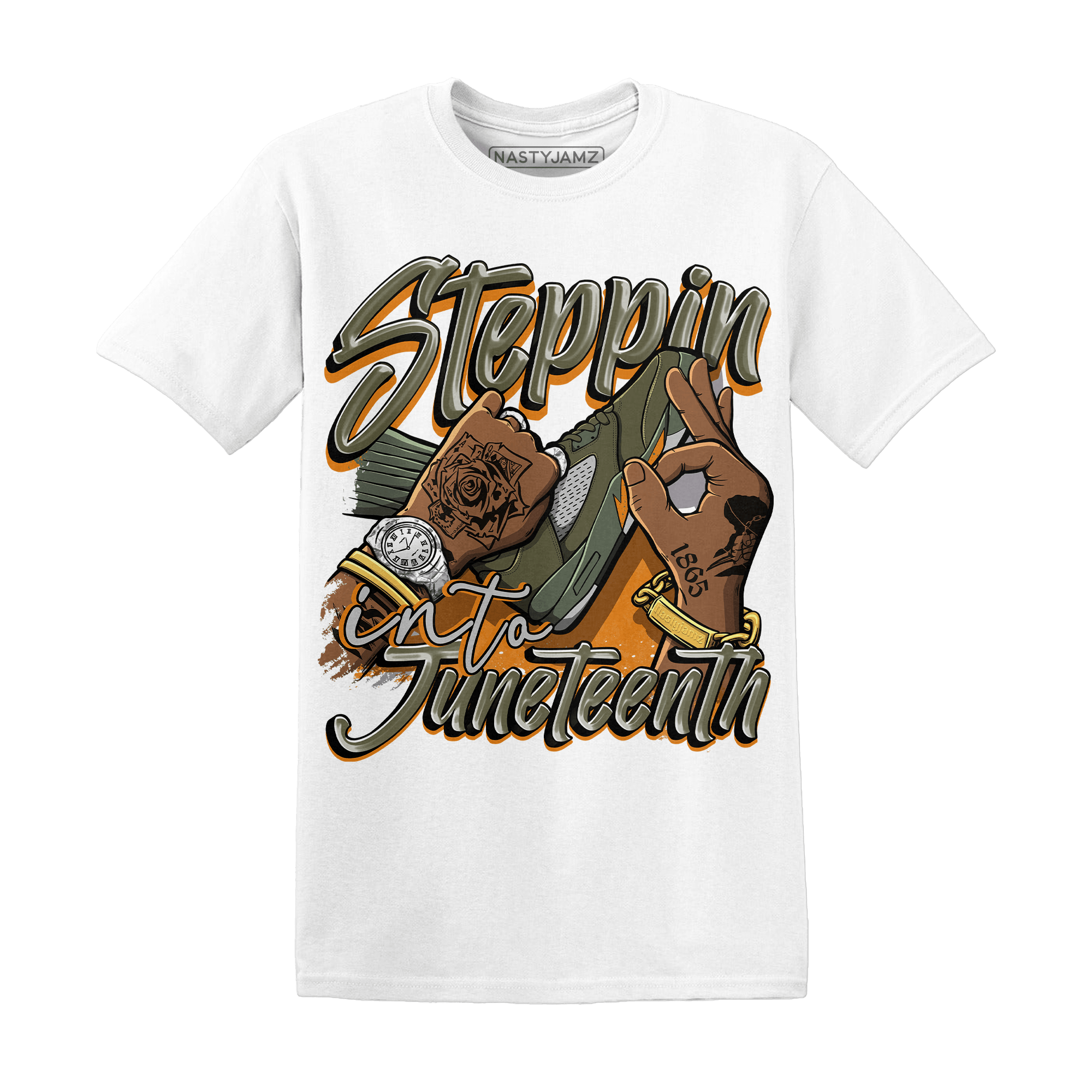 Olive 5s T Shirt Match Step Into Juneteenth - NastyJamz