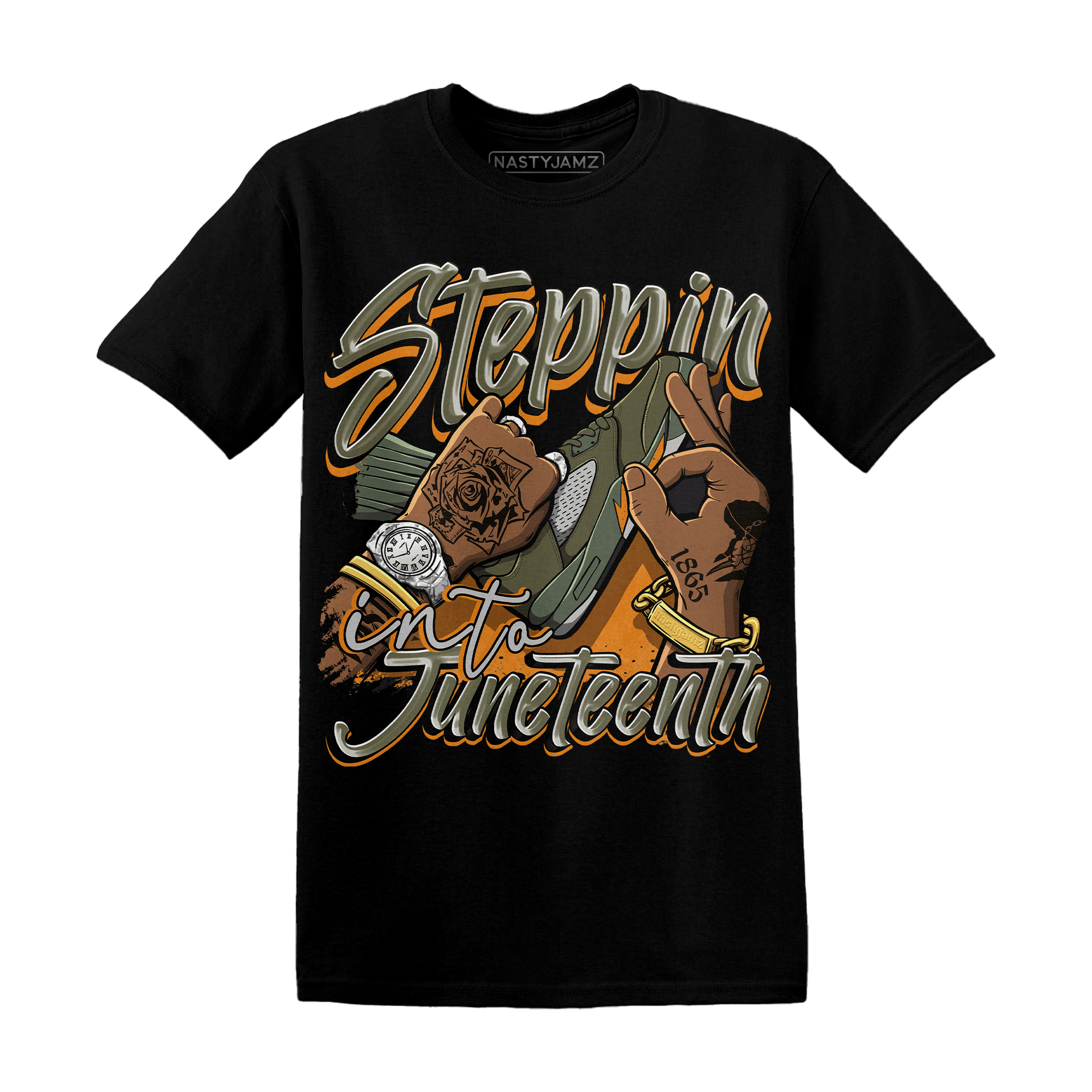 Olive 5s T Shirt Match Step Into Juneteenth - NastyJamz