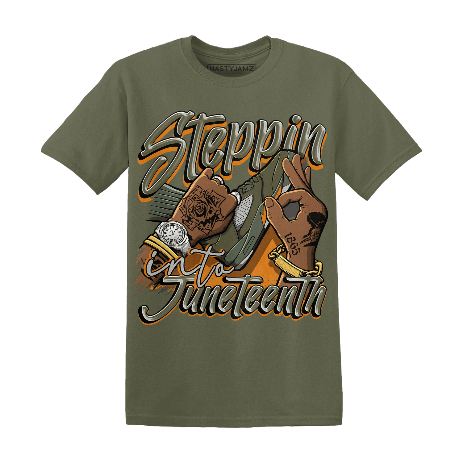 Olive 5s T Shirt Match Step Into Juneteenth - NastyJamz