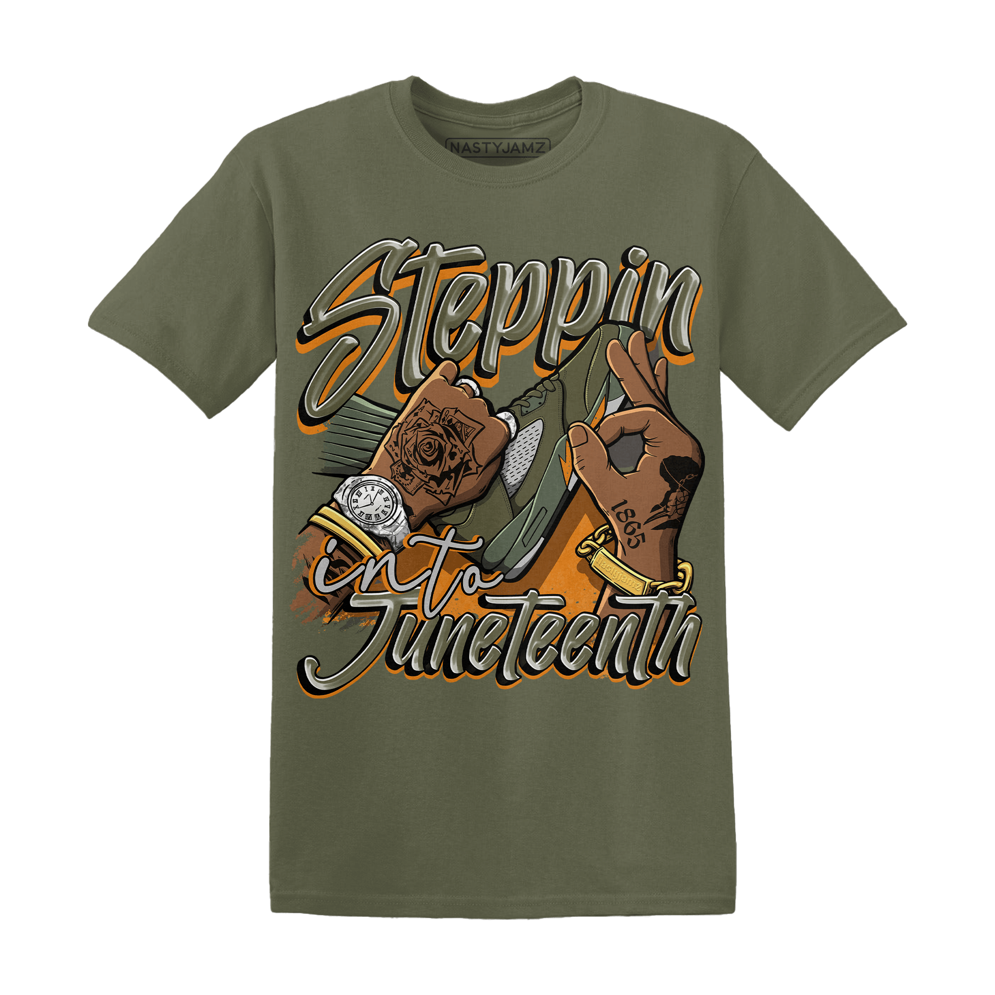 Olive 5s T Shirt Match Step Into Juneteenth - NastyJamz