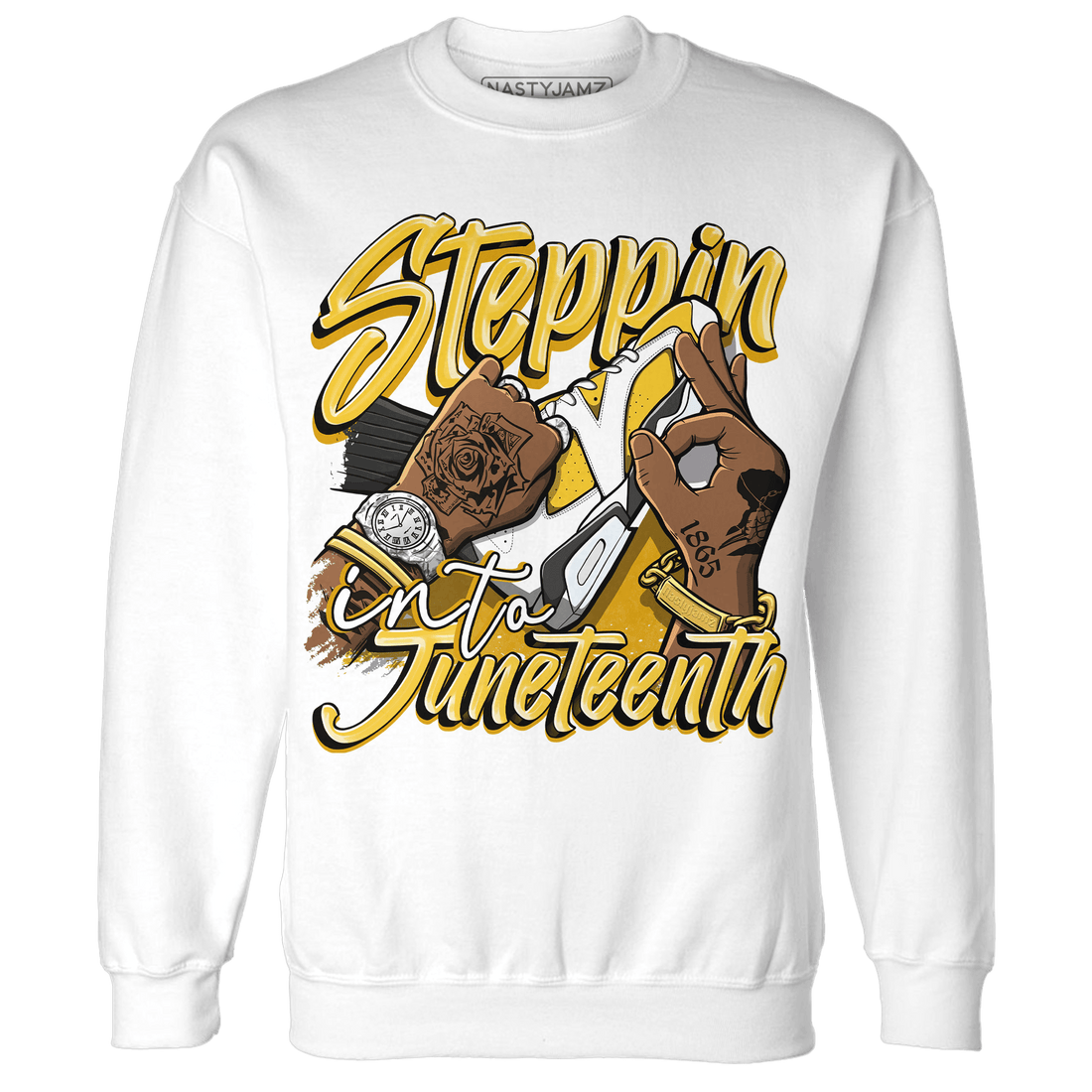 Yellow Ochre 6s Sweatshirt Match Step Into Juneteenth - NastyJamz
