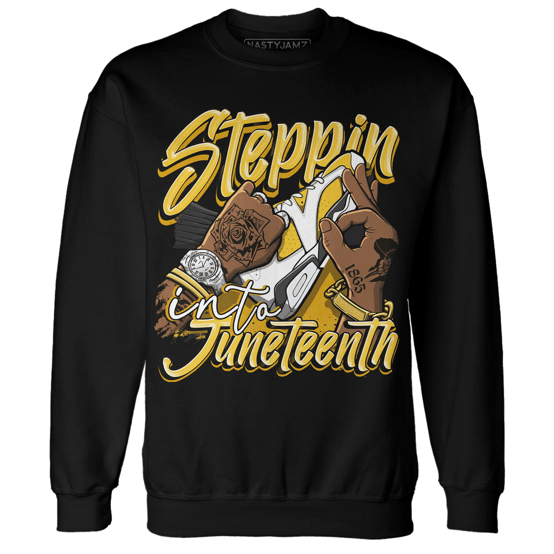 Yellow Ochre 6s Sweatshirt Match Step Into Juneteenth - NastyJamz