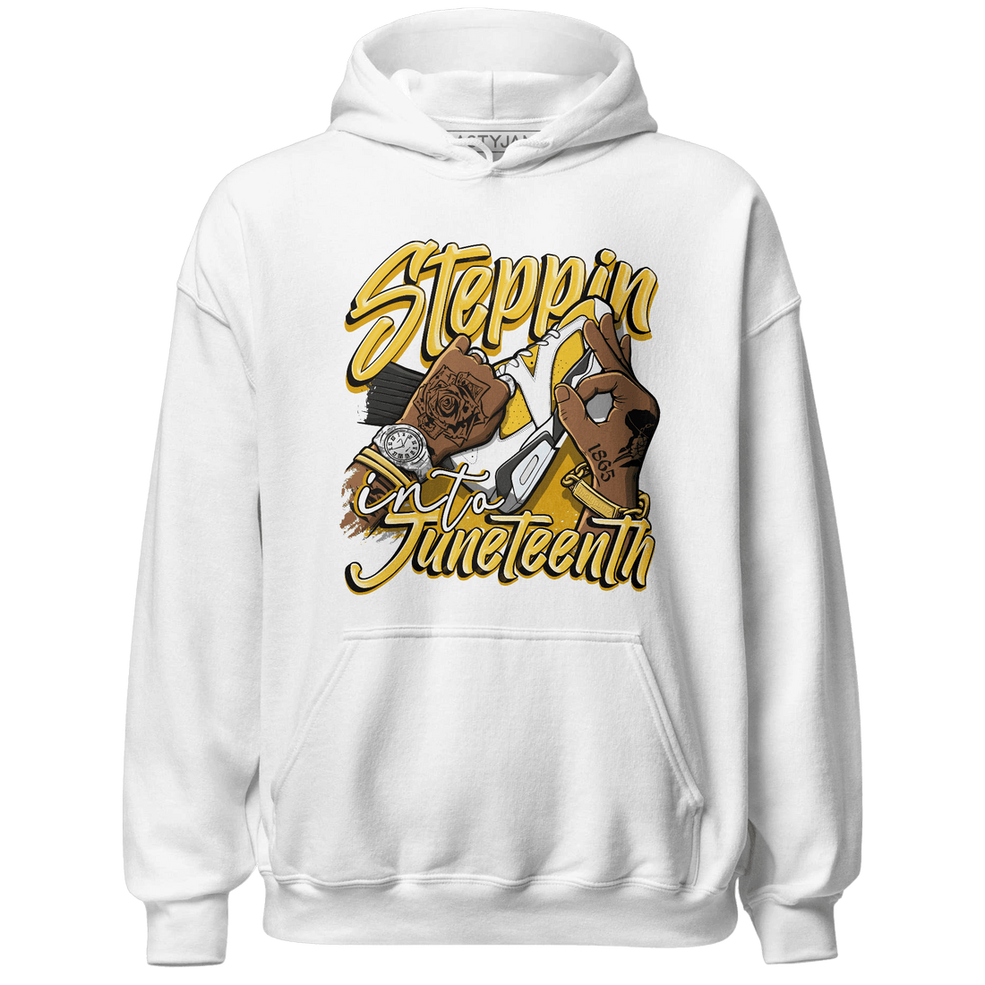 Yellow Ochre 6s Hoodie Match Step Into Juneteenth - NastyJamz