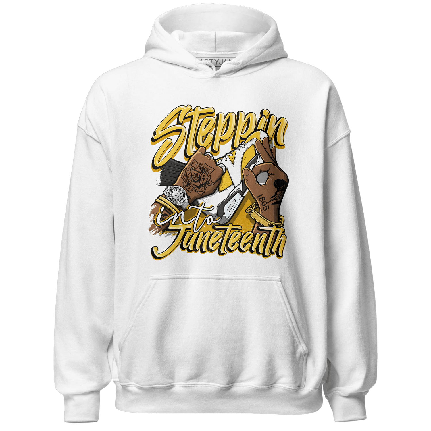 Yellow Ochre 6s Hoodie Match Step Into Juneteenth - NastyJamz