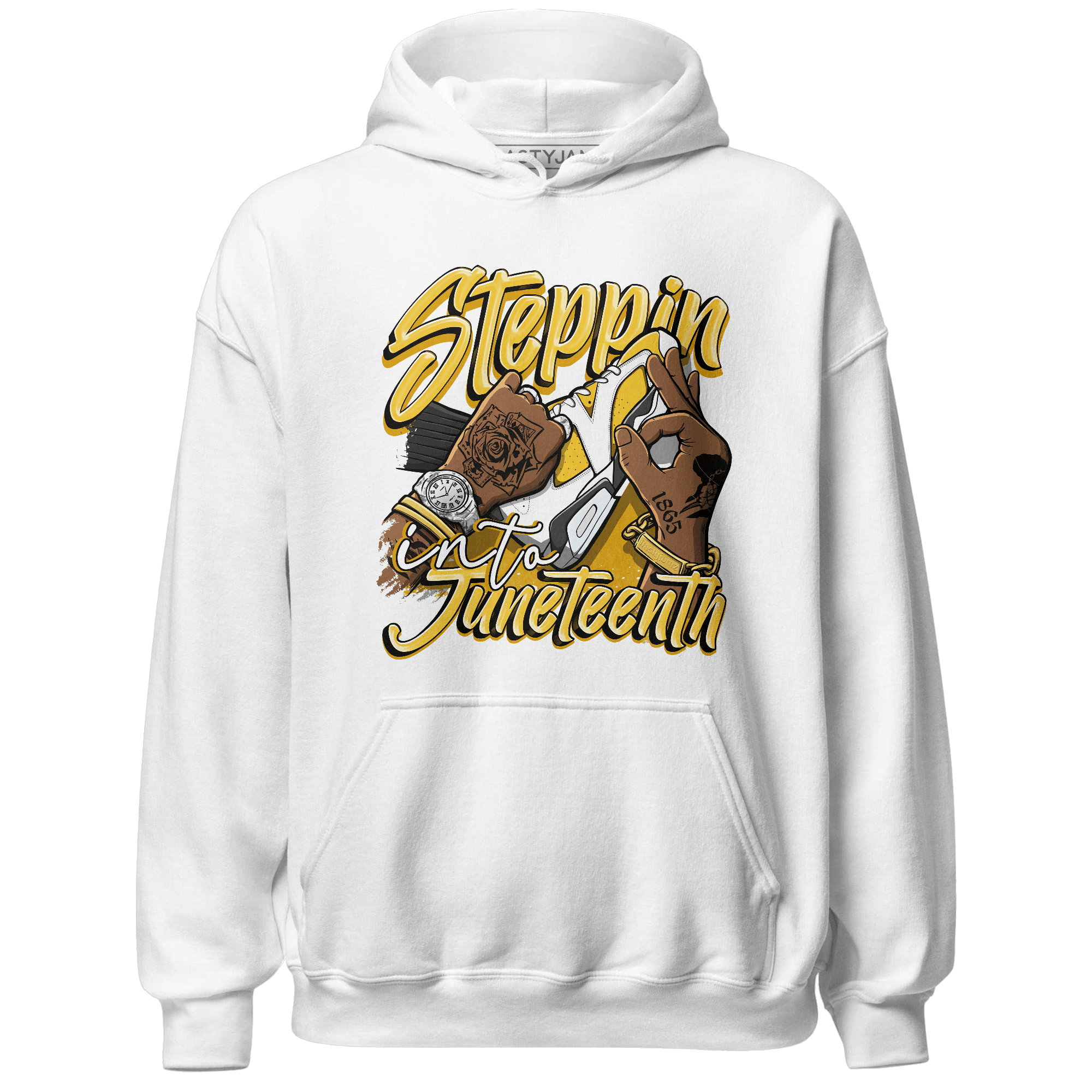 Yellow Ochre 6s Hoodie Match Step Into Juneteenth - NastyJamz