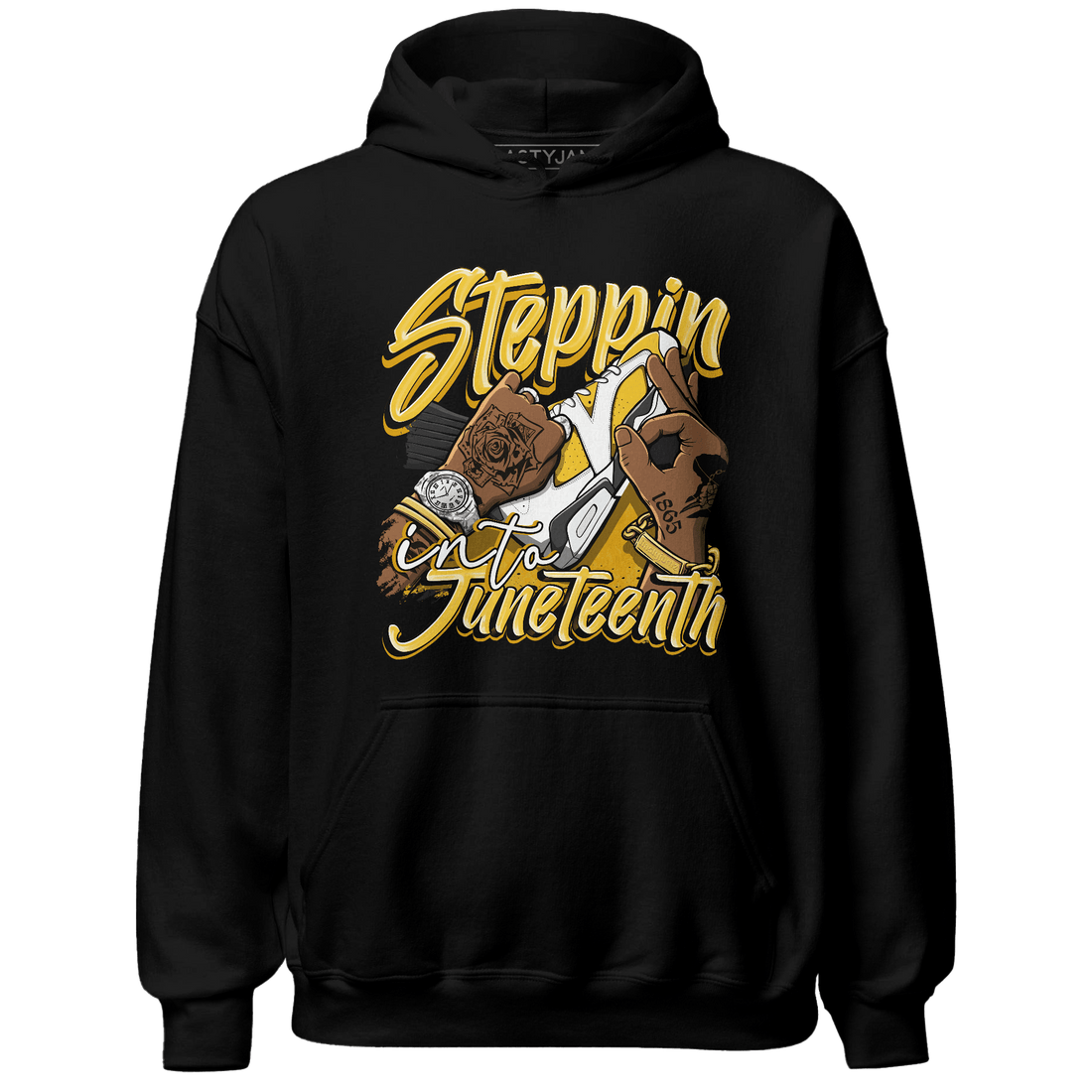 Yellow Ochre 6s Hoodie Match Step Into Juneteenth - NastyJamz