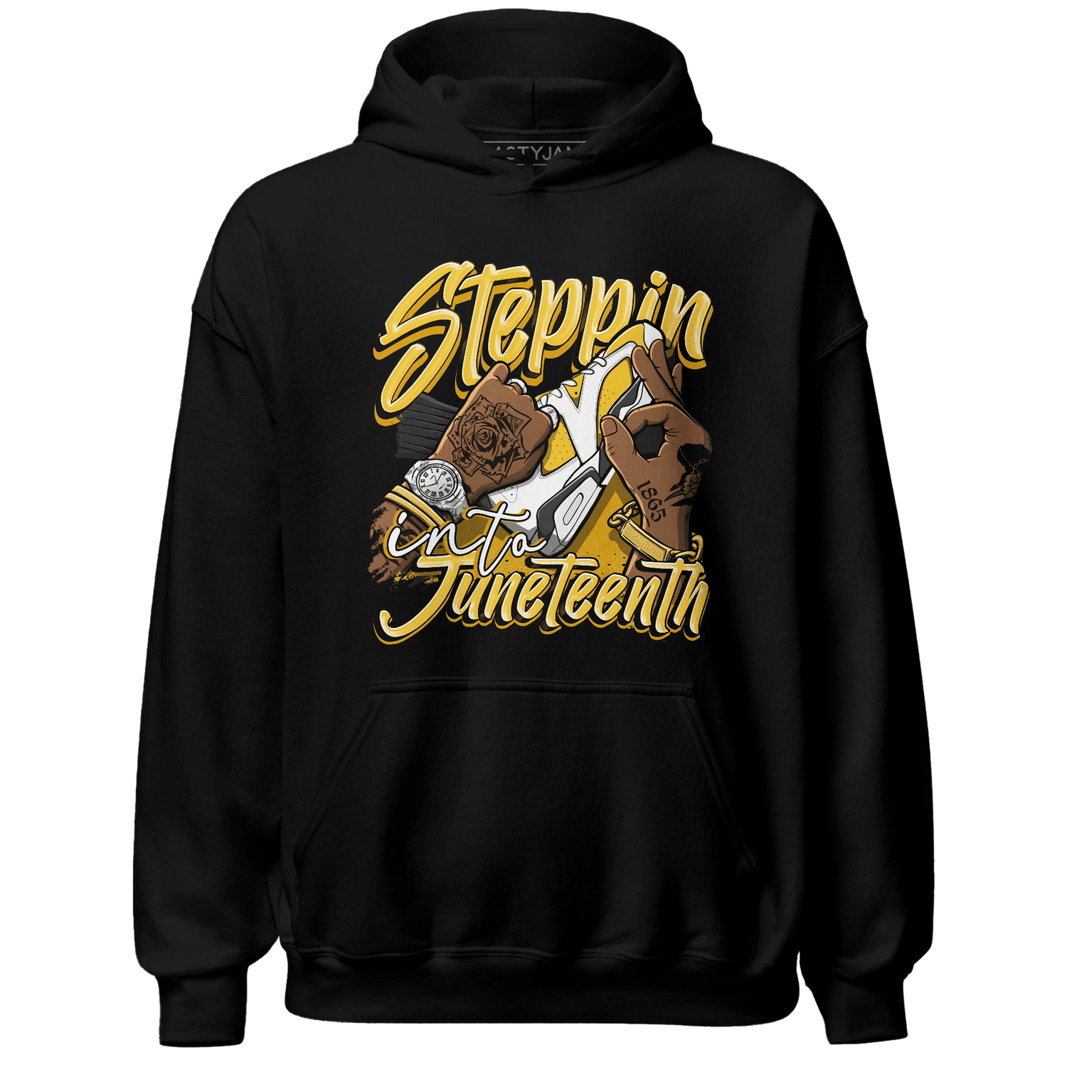 Yellow Ochre 6s Hoodie Match Step Into Juneteenth - NastyJamz