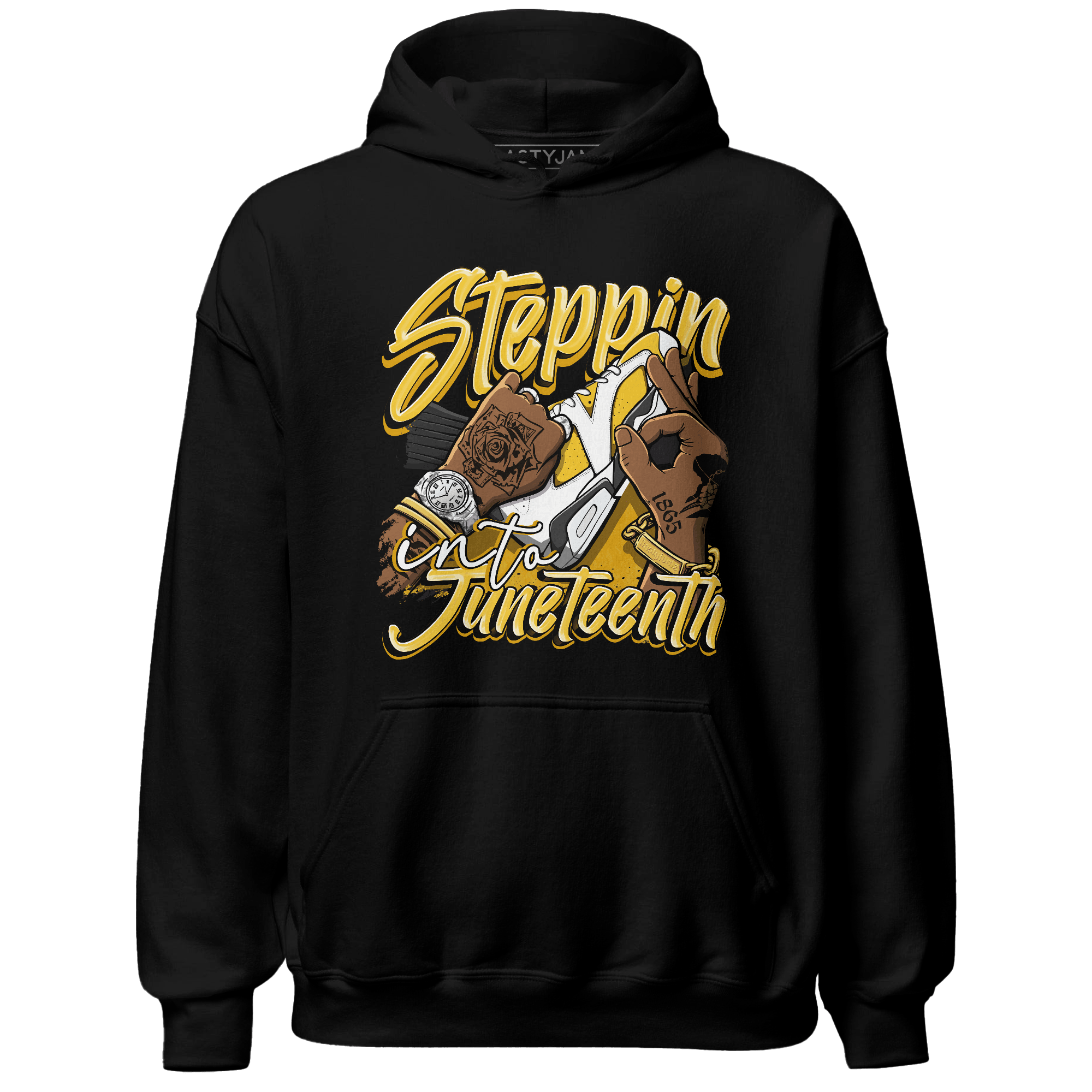 Yellow Ochre 6s Hoodie Match Step Into Juneteenth - NastyJamz