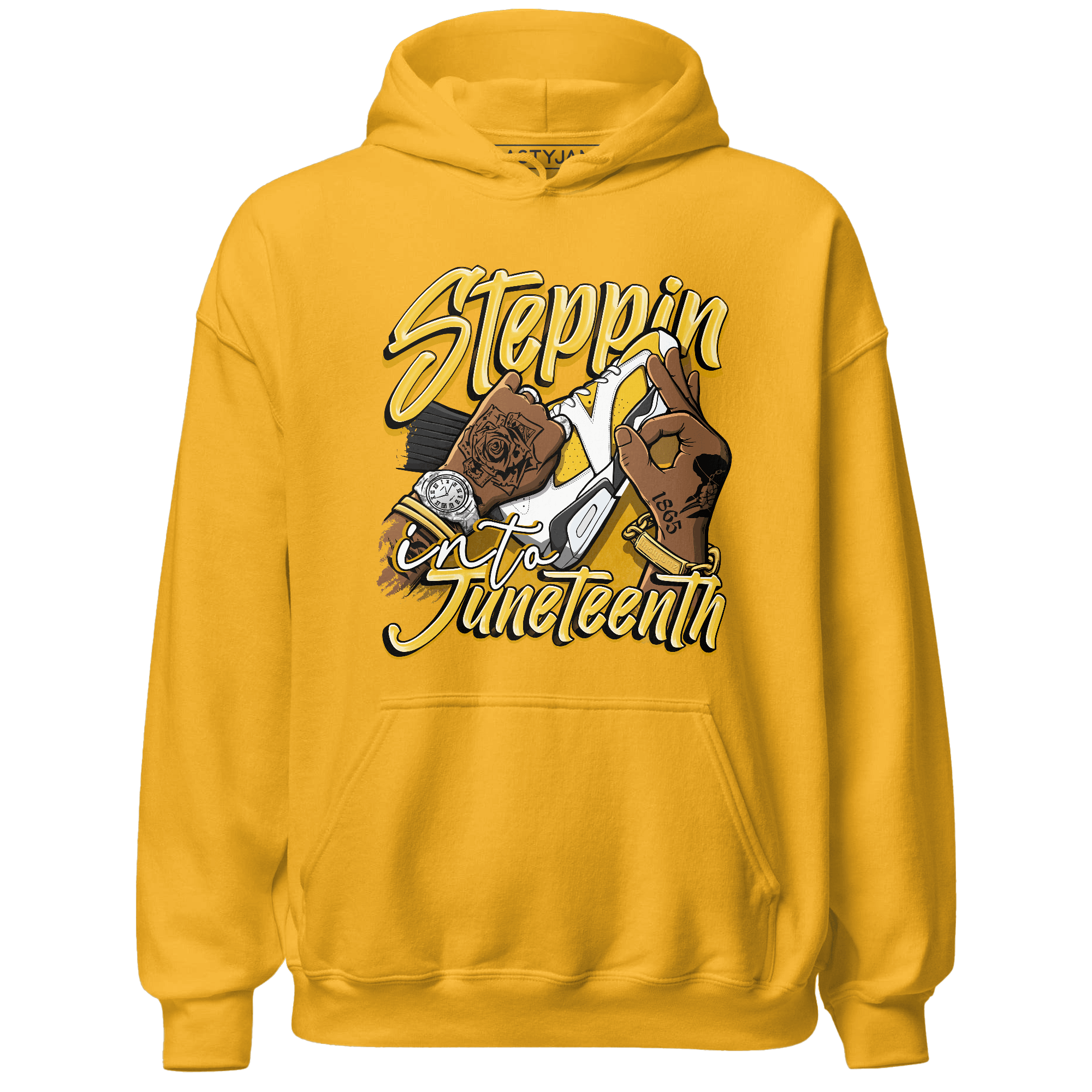 Yellow Ochre 6s Hoodie Match Step Into Juneteenth - NastyJamz