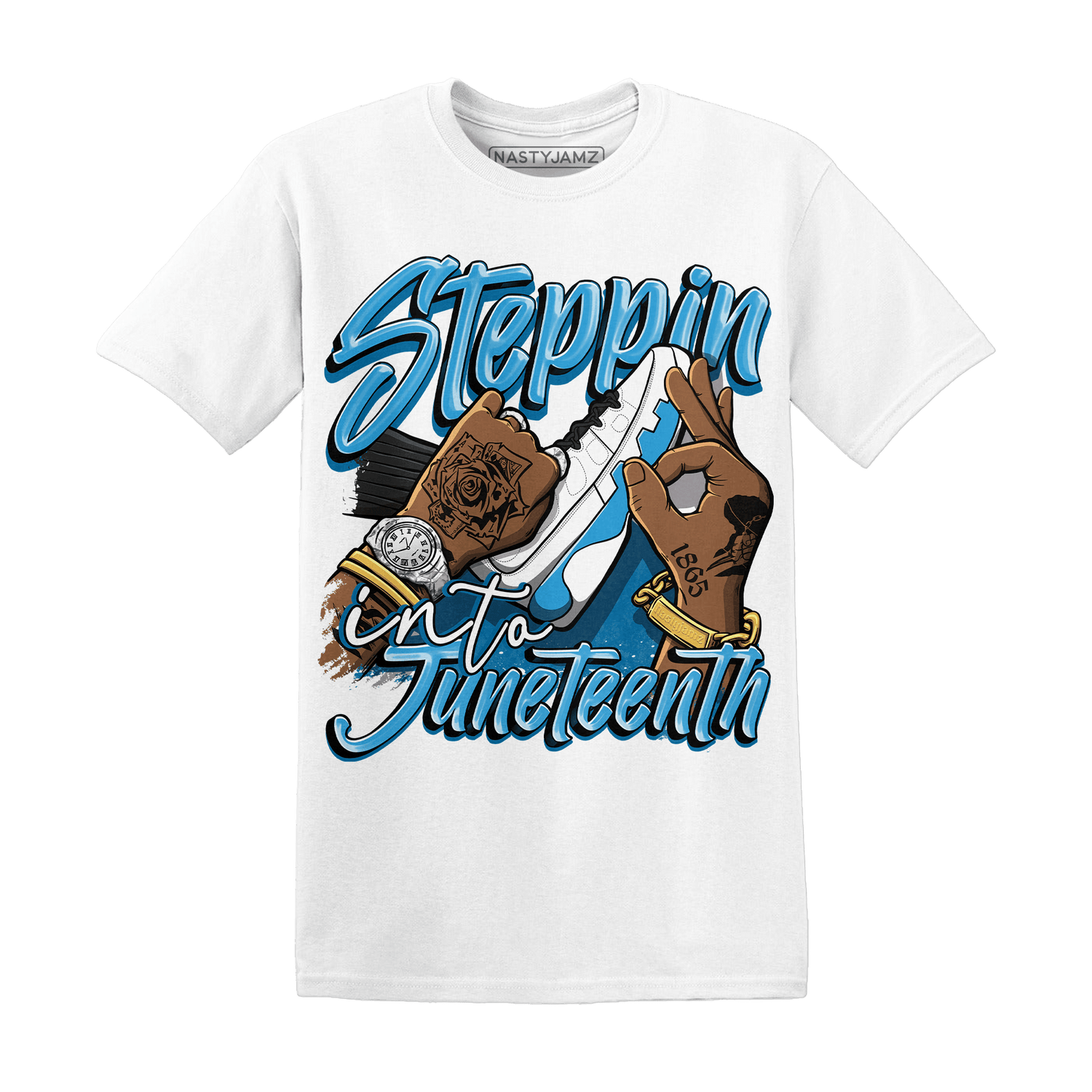 Powder Blue 9s T Shirt Match Step Into Juneteenth - NastyJamz