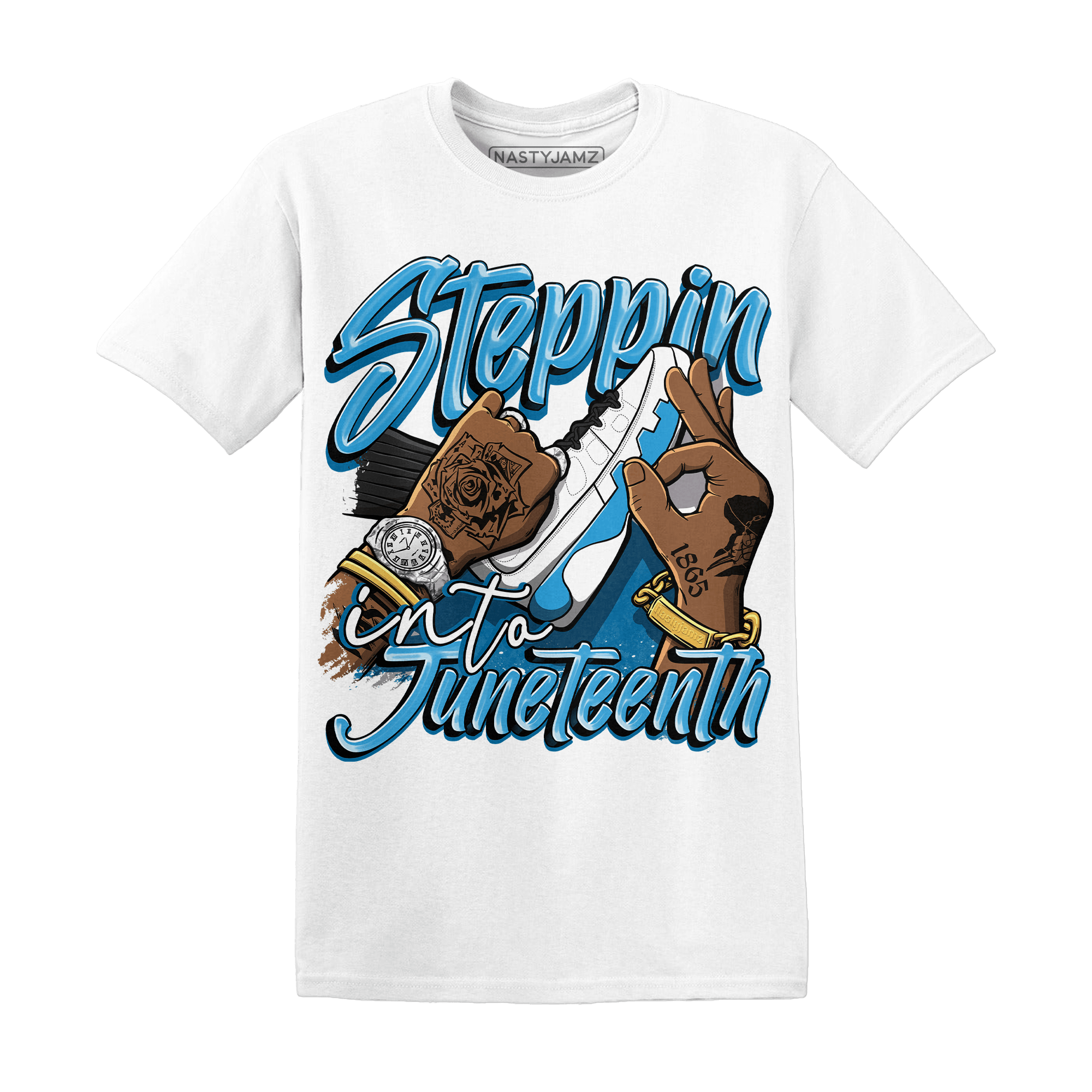Powder Blue 9s T Shirt Match Step Into Juneteenth - NastyJamz
