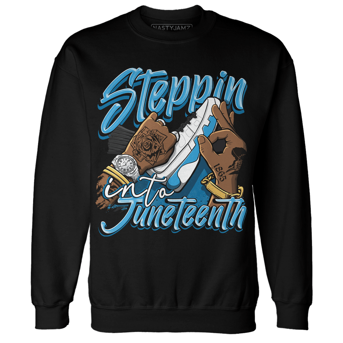 Powder Blue 9s Sweatshirt Match Step Into Juneteenth - NastyJamz