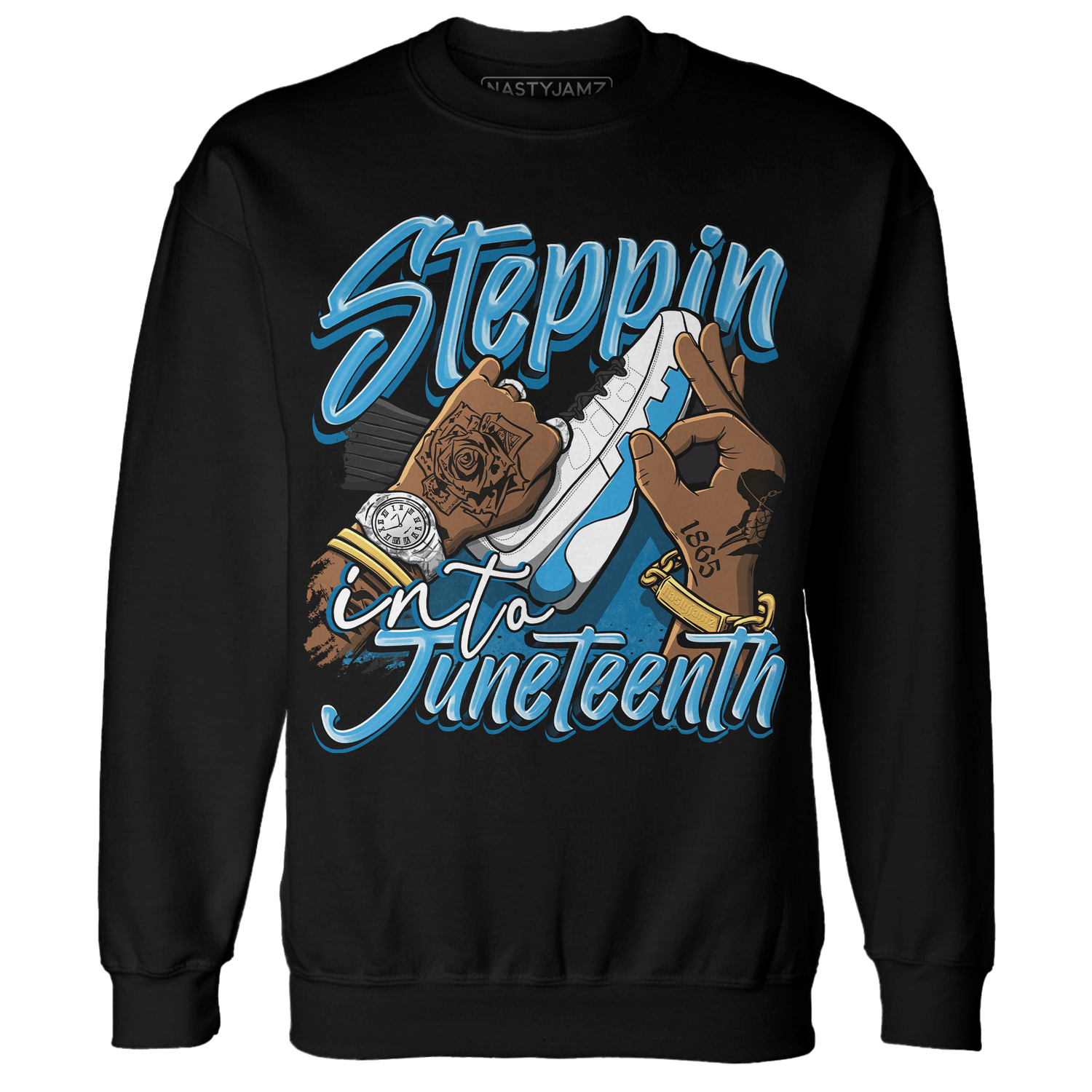 Powder Blue 9s Sweatshirt Match Step Into Juneteenth - NastyJamz