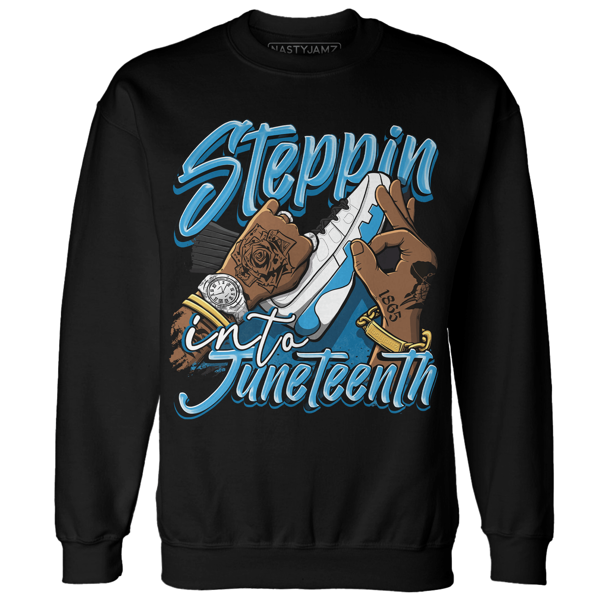 Powder Blue 9s Sweatshirt Match Step Into Juneteenth - NastyJamz