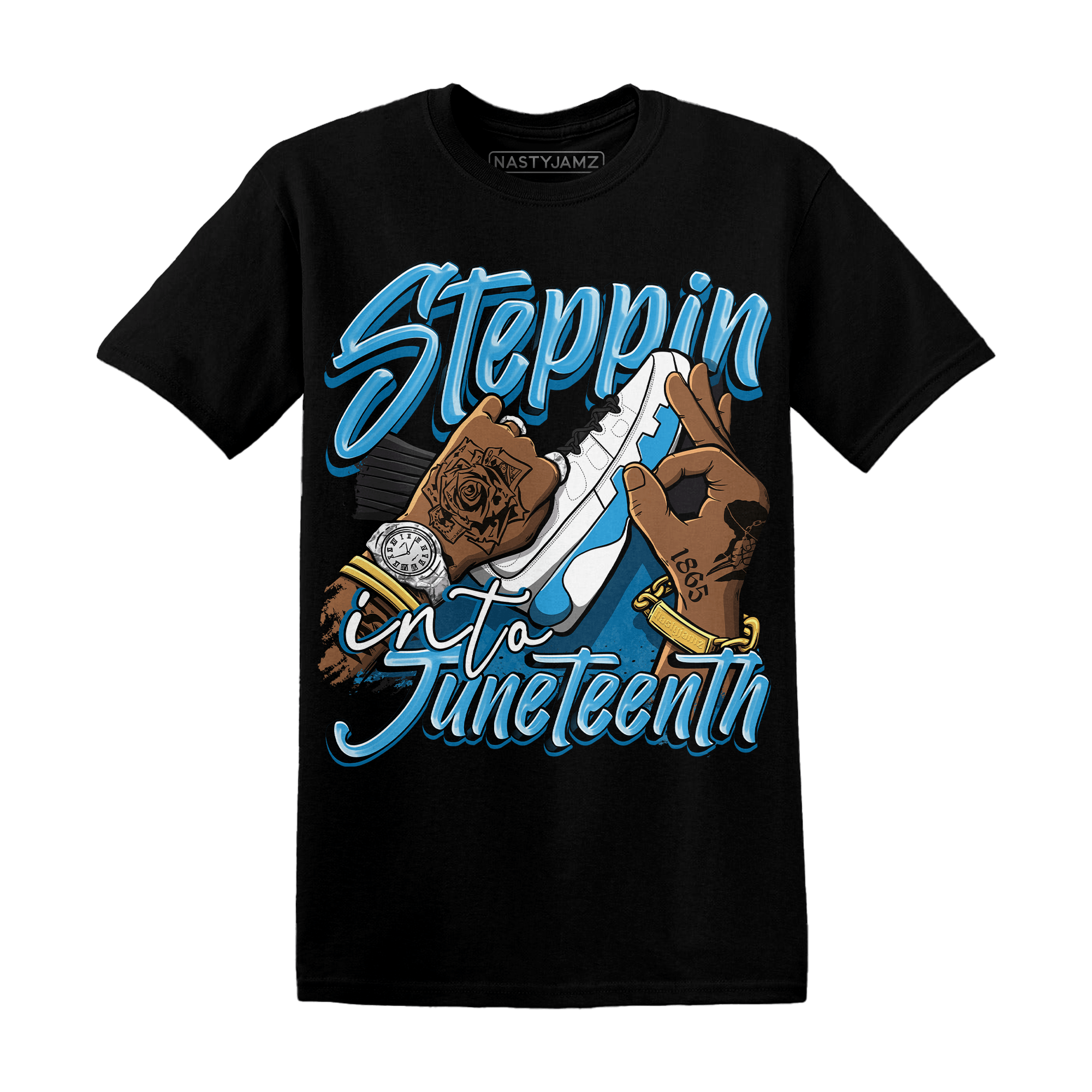 Powder Blue 9s T Shirt Match Step Into Juneteenth - NastyJamz